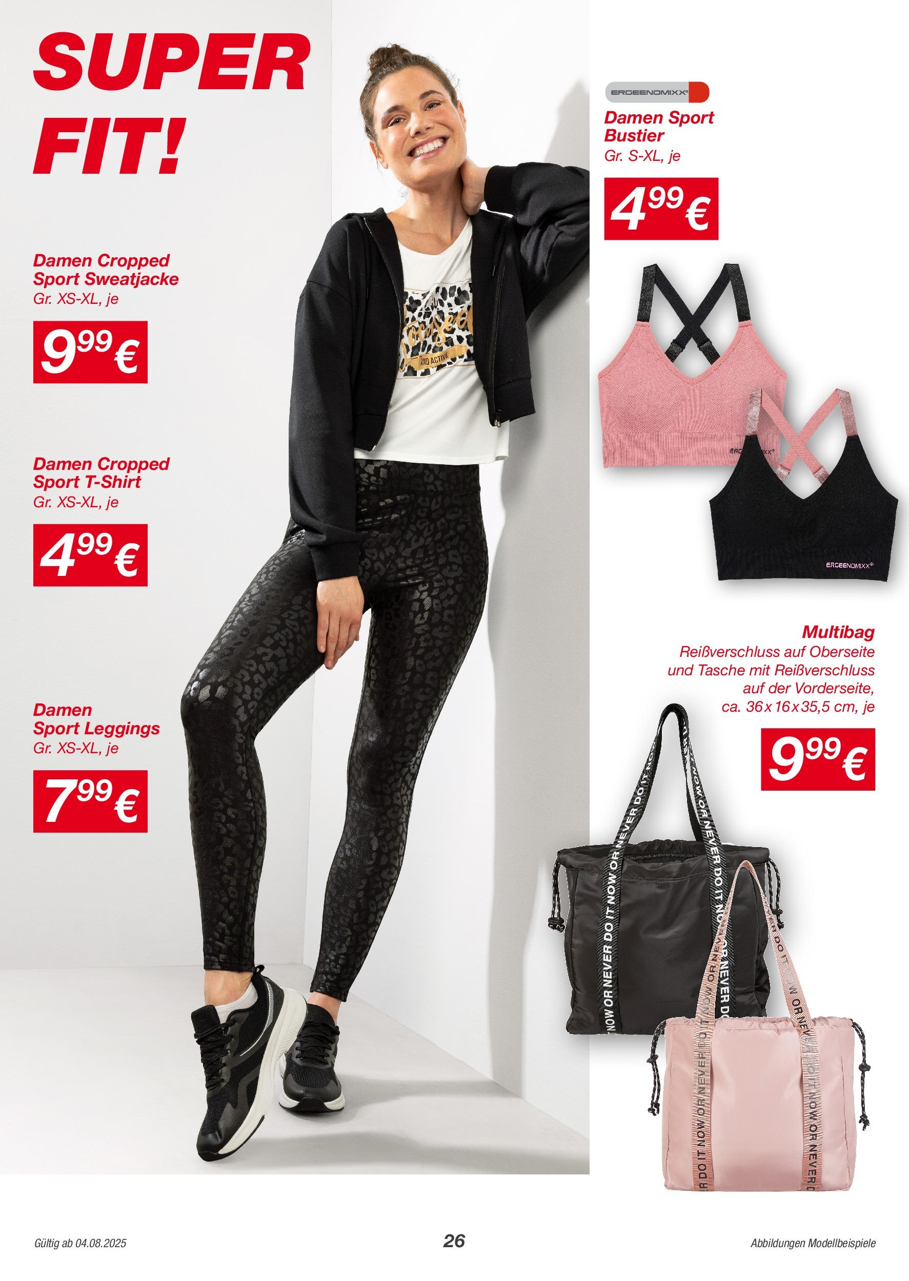 Kik Prospekt (ab 04.08.2025) zum Blättern | Seite: 26 | Produkte: Tasche, Sweatjacke, Leggings