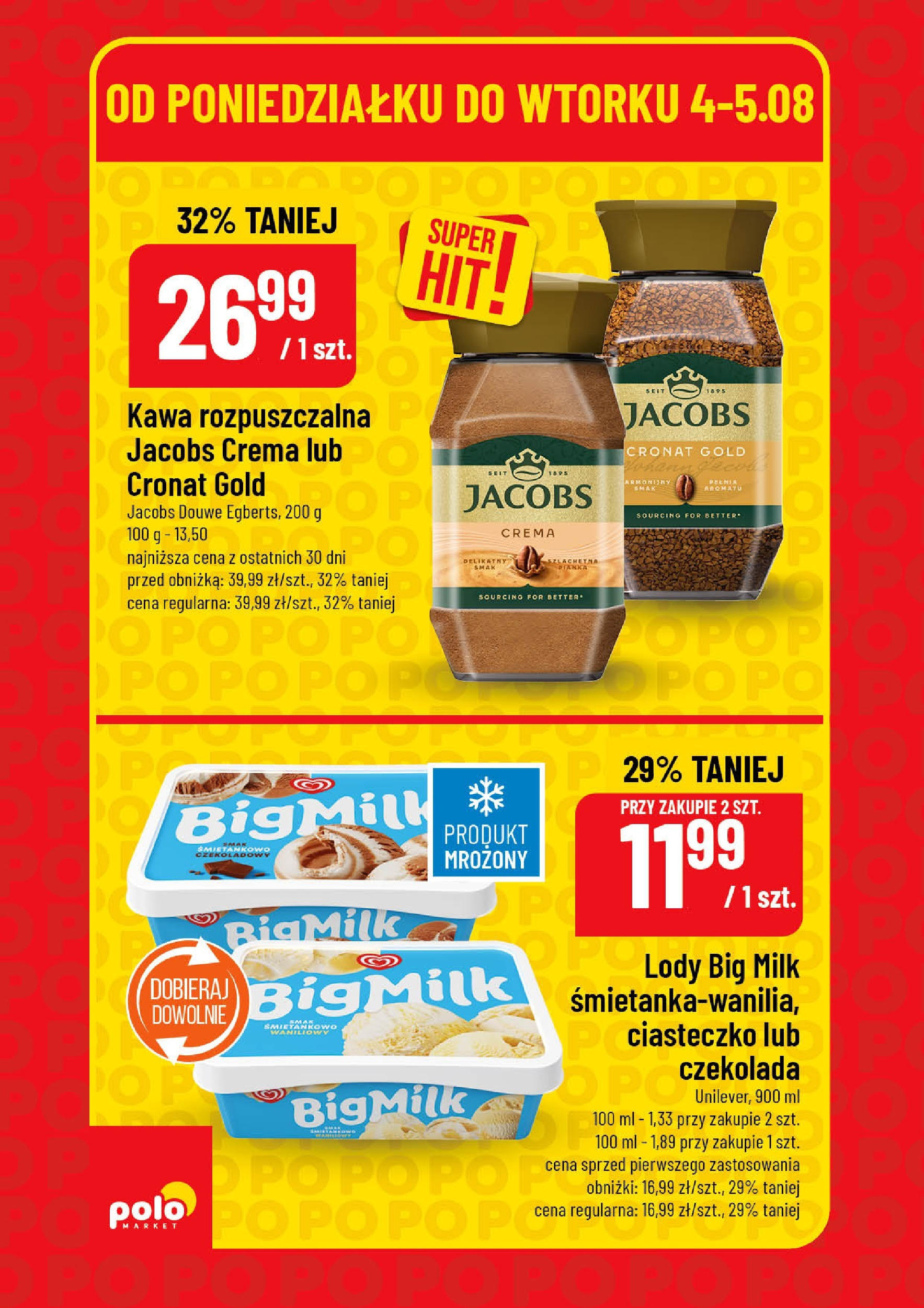 POLOmarket gazetka od jutra (04.08.2025) | Nowa PDF | Strona: 4 | Produkty: Kawa rozpuszczalna, Big Milk, Kawa, Czekolada POLOmarket gazetka od jutra (04.08.2025) - Nowa PDF | Strona: 4 | Produkty: Kawa rozpuszczalna, Big Milk, Kawa, Czekolada