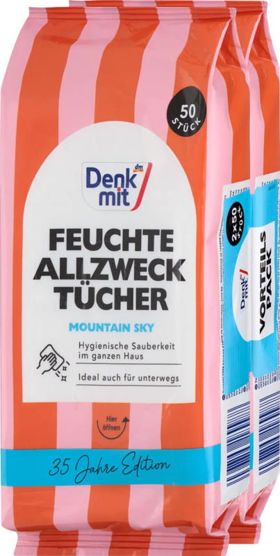 Denkmit Feuchte Allzwecktücher Mountain Sky (2x50 St)