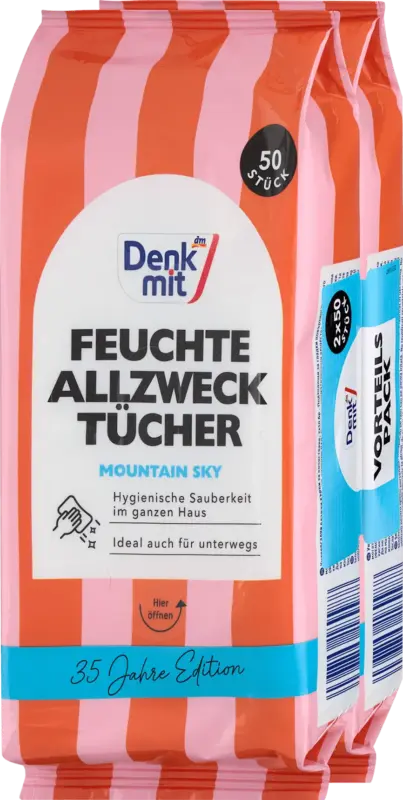 Denkmit Feuchte Allzwecktücher Mountain Sky (2x50 St)