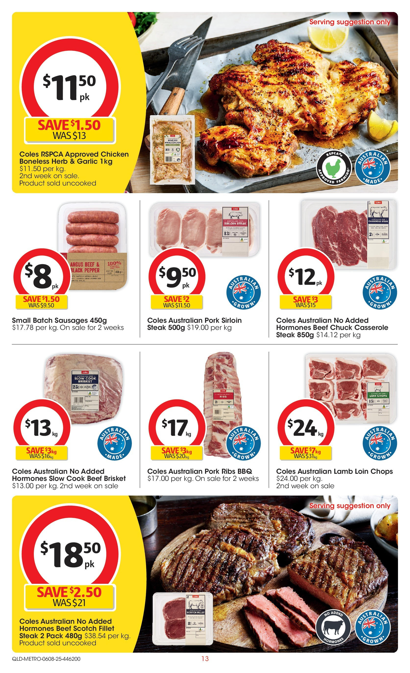Coles catalogue from 06/08/2025 > Big discounts | Page: 13 | Products: Pork, Beef, Steak, Pepper Coles catalogue valid from 06/08/2025 > Online Australia | Page: 13 | Products: Pork, Beef, Steak, Pepper