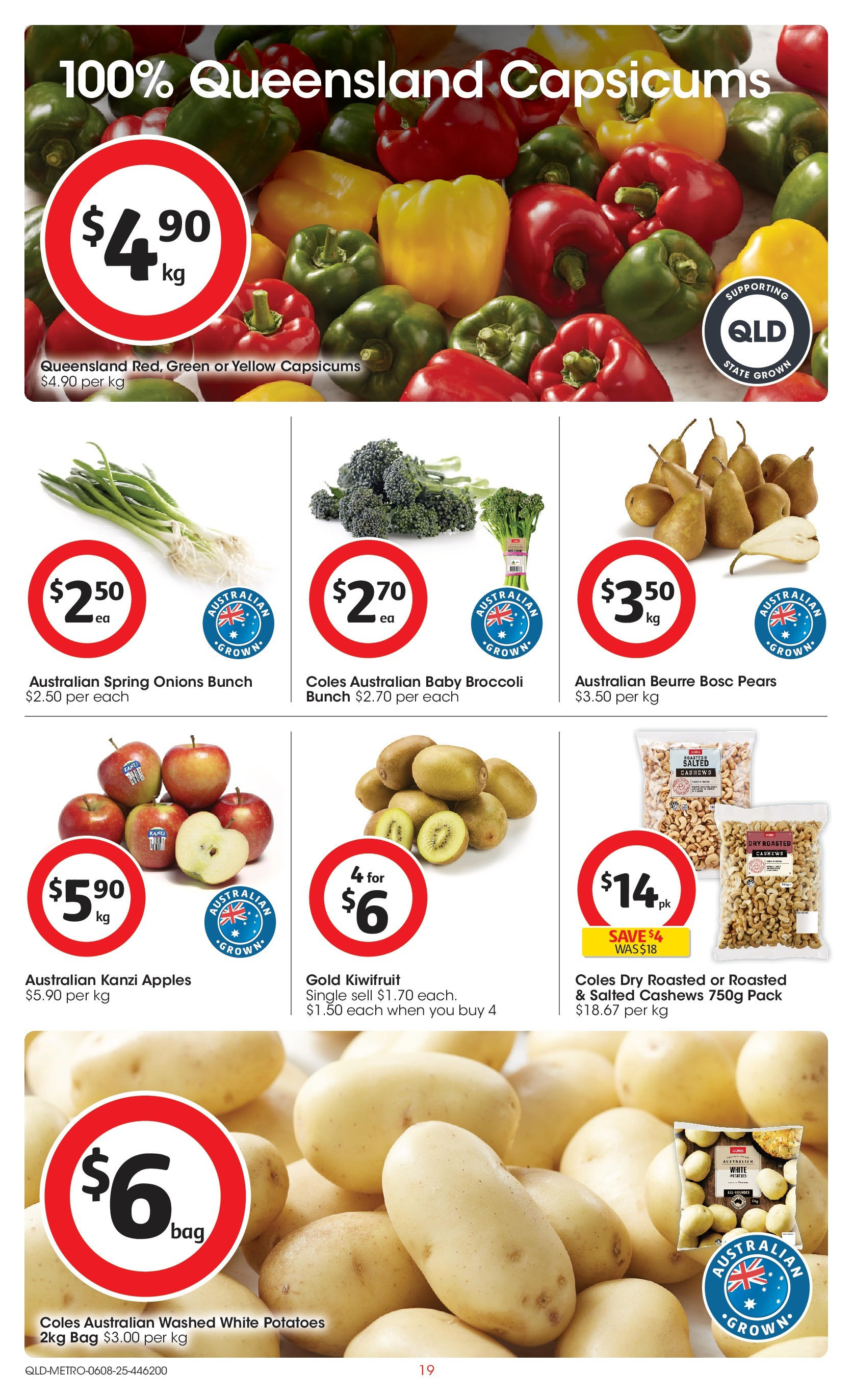 Coles catalogue from 06/08/2025 > Big discounts | Page: 19 | Products: Apples, Kiwifruit, Potatoes, Bag Coles catalogue valid from 06/08/2025 > Online Australia | Page: 19 | Products: Apples, Kiwifruit, Potatoes, Bag