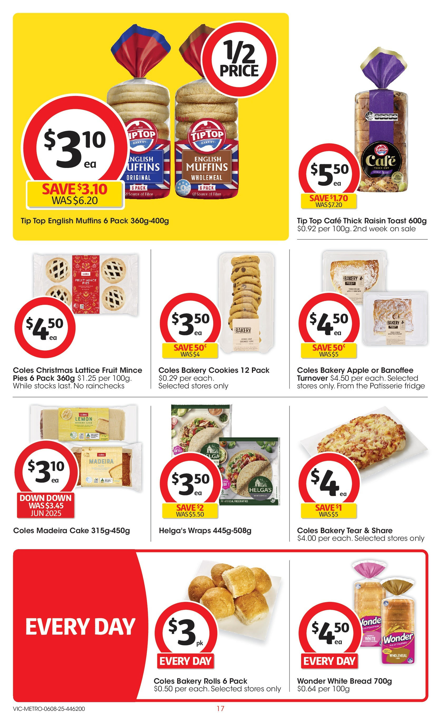 Coles catalogue from 06/08/2025 > Big discounts | Page: 17 | Products: Bread, Muffins, Fridge, Bakery Coles catalogue valid from 06/08/2025 > Online Australia | Page: 17 | Products: Bread, Muffins, Fridge, Bakery