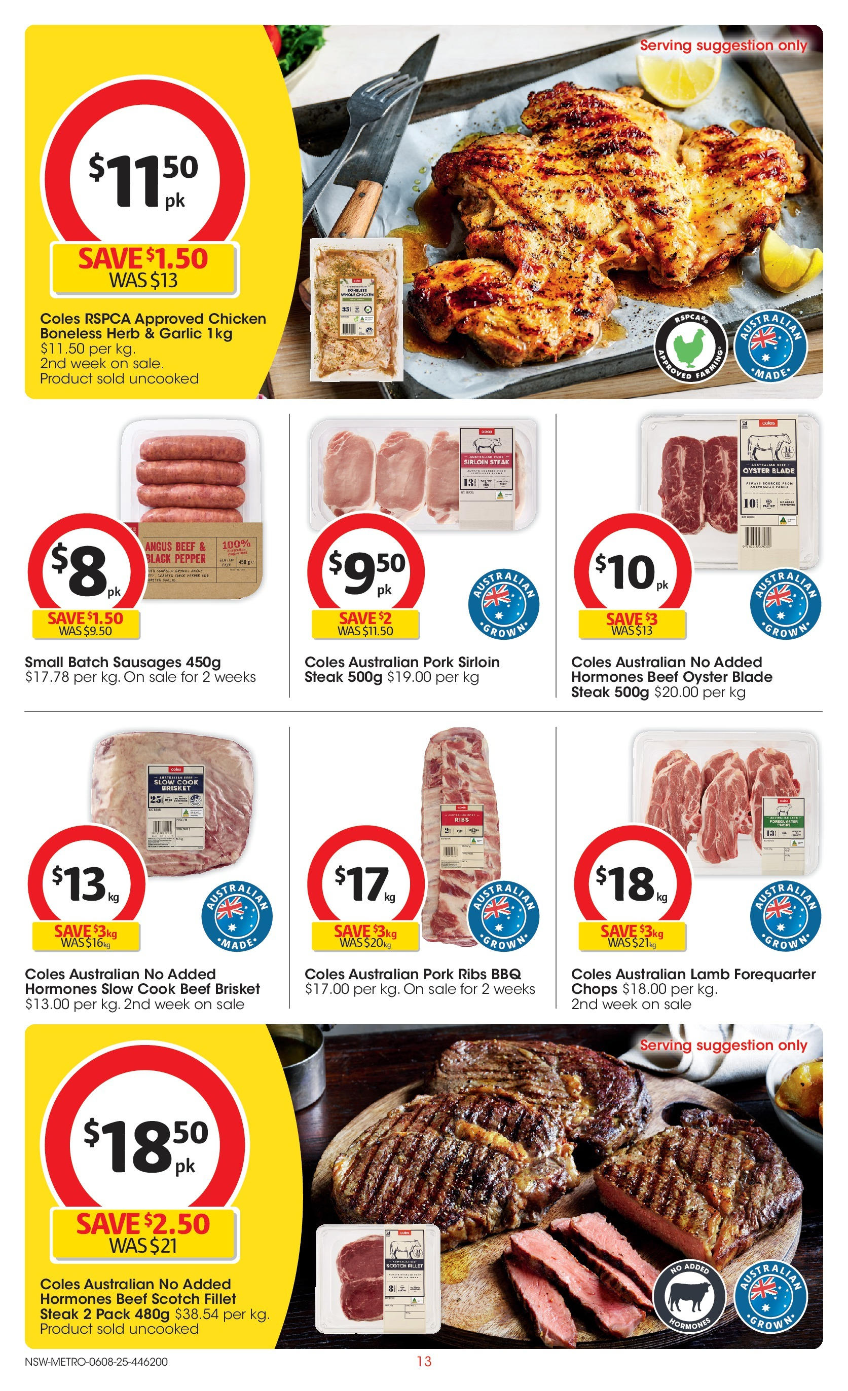 ﻿﻿Coles catalogue valid from 06/08/2025 > Online Australia | Page: 13 | Products: Beef, Pepper, Scotch, Garlic