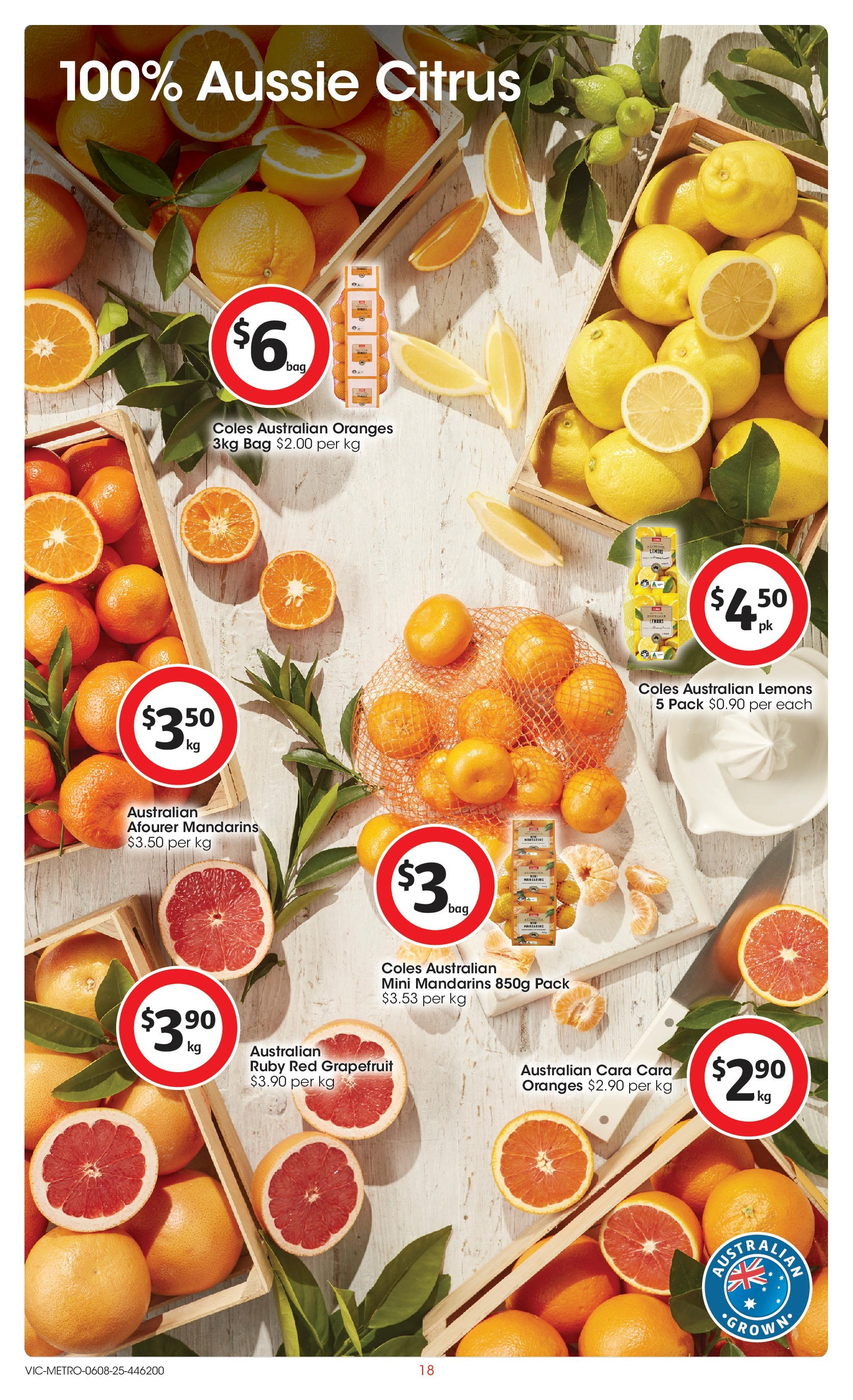 Coles catalogue from 06/08/2025 > Big discounts | Page: 18 | Products: Oranges, Mandarins, Grapefruit, Bag Coles catalogue valid from 06/08/2025 > Online Australia | Page: 18 | Products: Oranges, Mandarins, Grapefruit, Bag