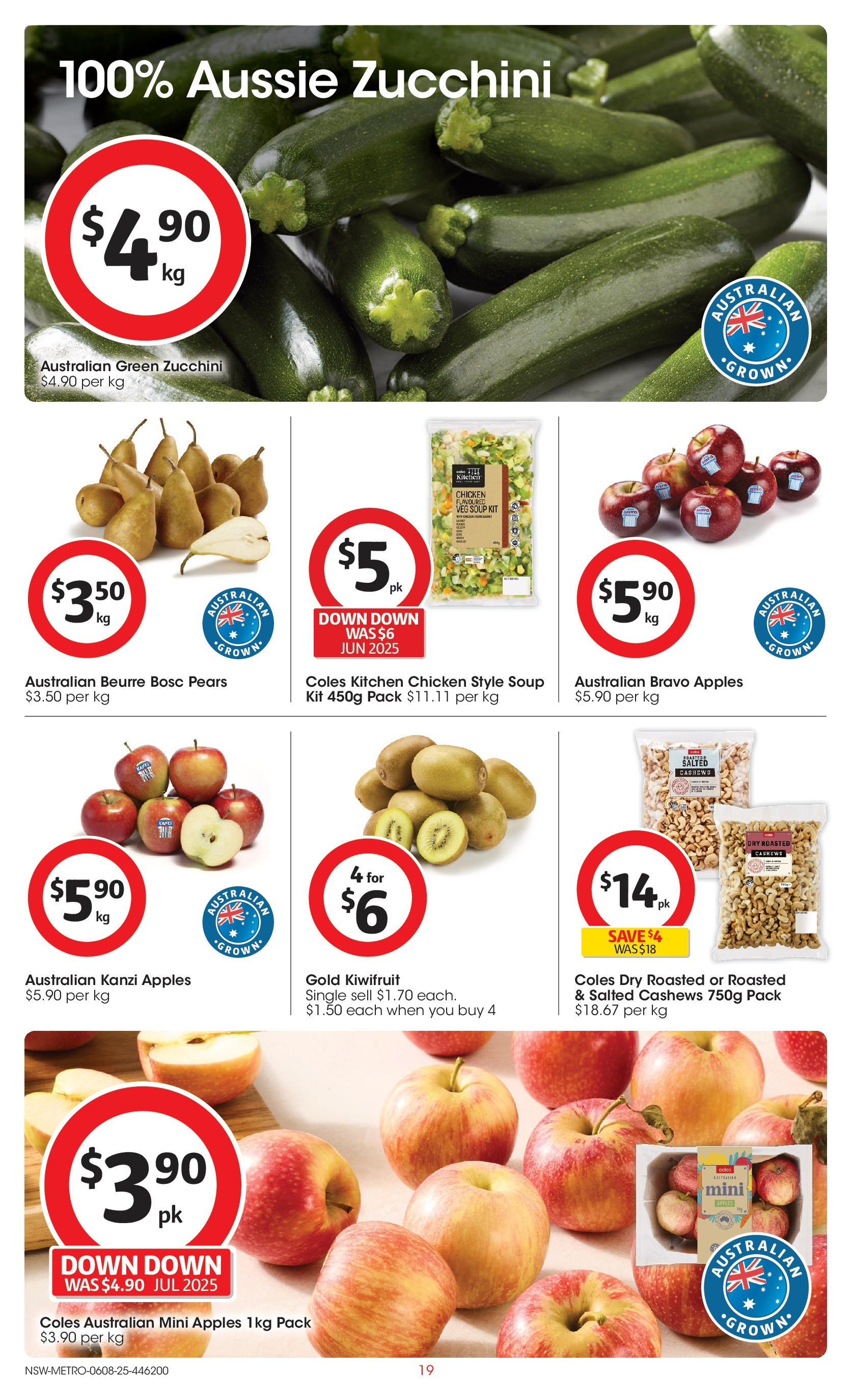﻿﻿Coles catalogue valid from 06/08/2025 > Online Australia | Page: 19 | Products: Chicken, Apples, Kiwifruit, Zucchini