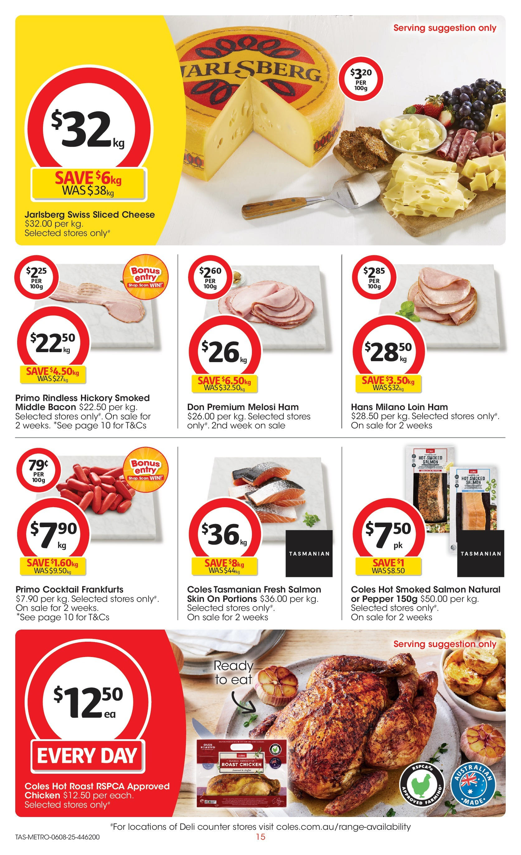 Coles catalogue from 06/08/2025 > Big discounts | Page: 15 | Products: Bacon, Cheese, Salmon, Pepper Coles catalogue valid from 06/08/2025 > Online Australia | Page: 15 | Products: Bacon, Cheese, Salmon, Pepper