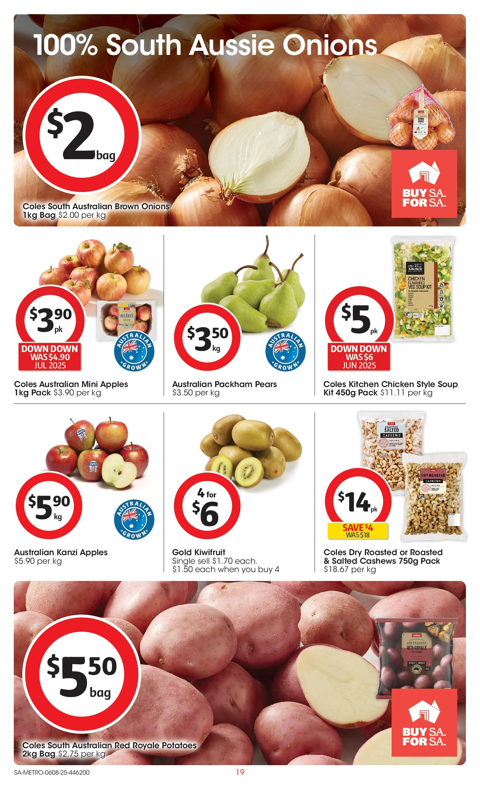 ﻿﻿Coles catalogue valid from 06/08/2025 > Online Australia | Page: 19 | Products: Apples, Potatoes, Onions, Bag