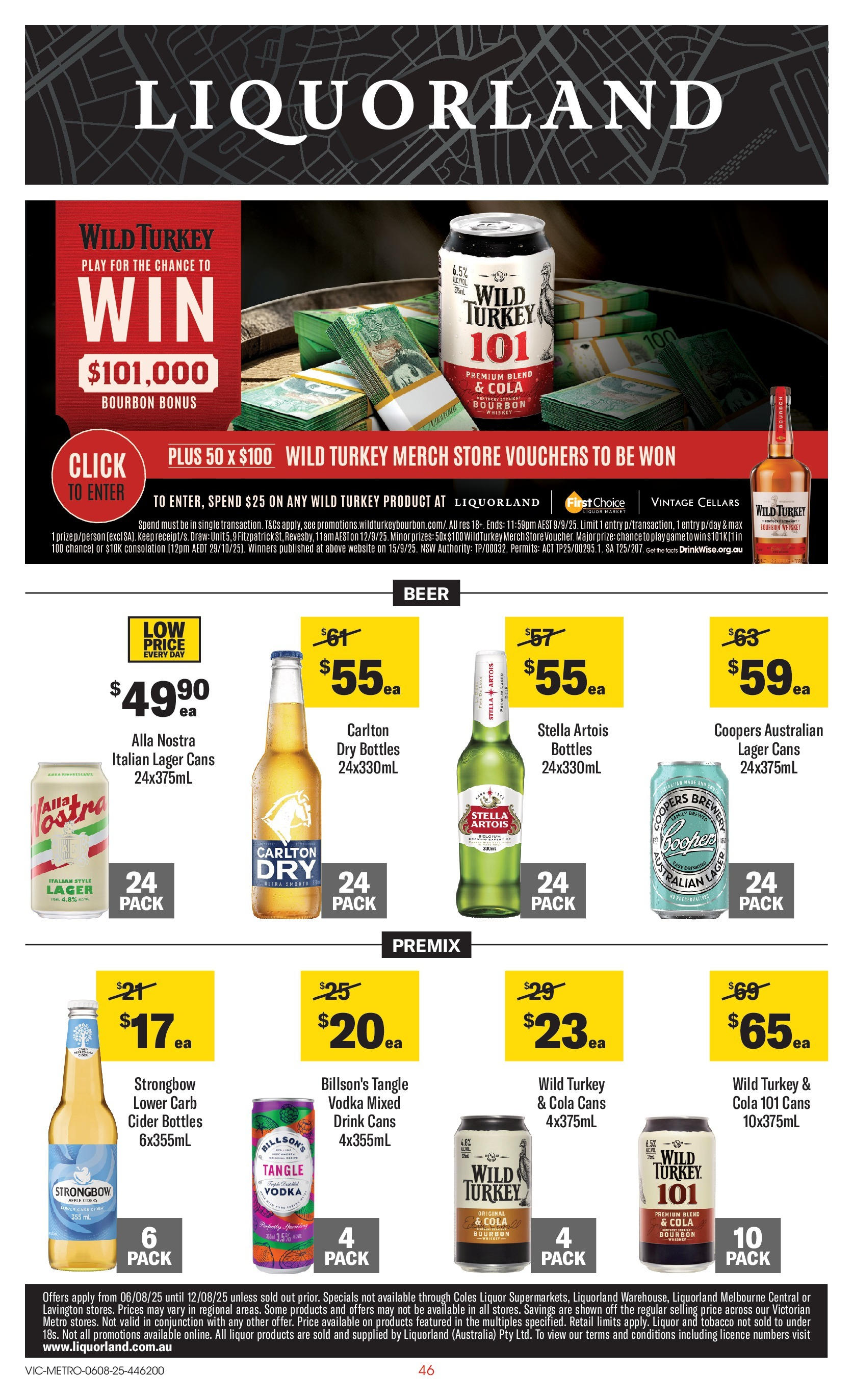 Coles catalogue from 06/08/2025 > Big discounts | Page: 46 | Products: Beer, Bourbon, Vodka, Turkey Coles catalogue valid from 06/08/2025 > Online Australia | Page: 46 | Products: Beer, Bourbon, Vodka, Turkey