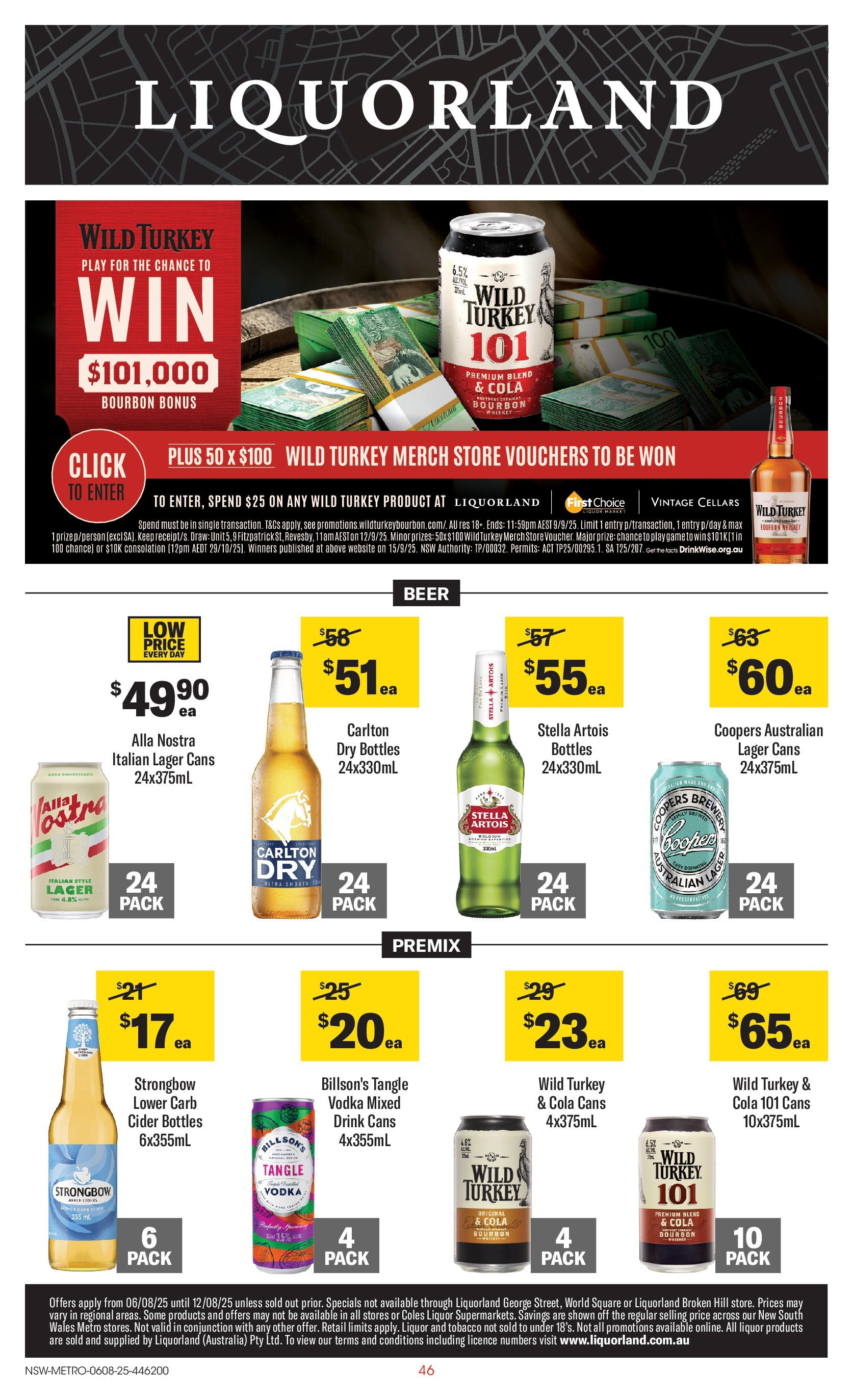 ﻿﻿Coles catalogue valid from 06/08/2025 > Online Australia | Page: 46 | Products: Beer, Bourbon, Vodka, Whiskey