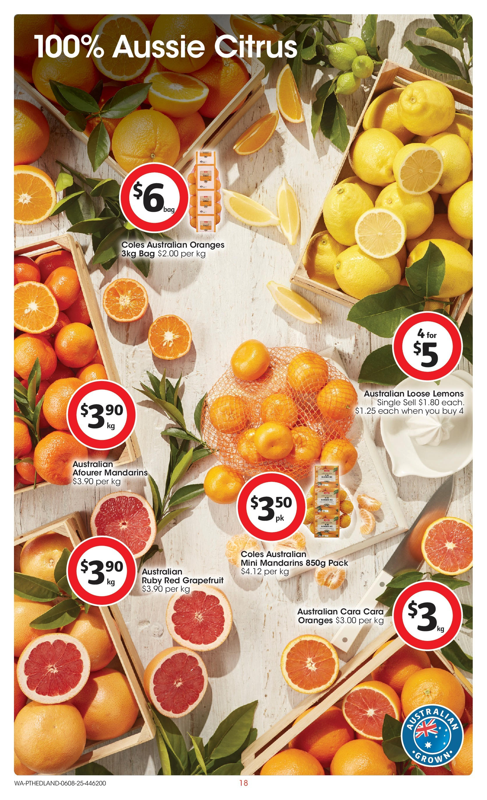 ﻿﻿Coles catalogue valid from 06/08/2025 > Online Australia | Page: 18 | Products: Oranges, Mandarins, Grapefruit, Bag