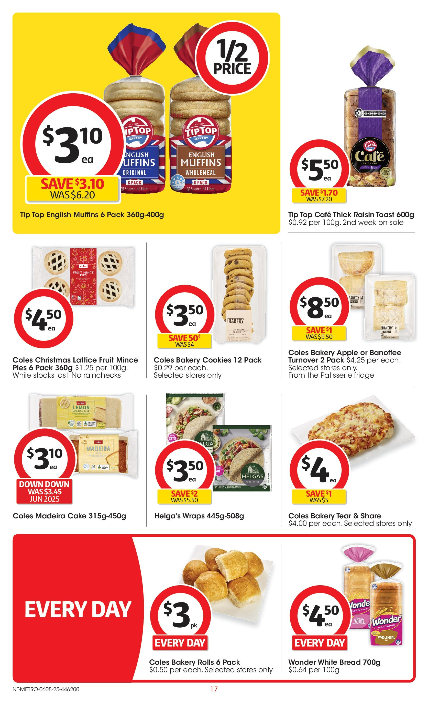 ﻿﻿Coles catalogue valid from 06/08/2025 > Online Australia | Page: 17 | Products: Muffins, Pies, Fridge, Bakery