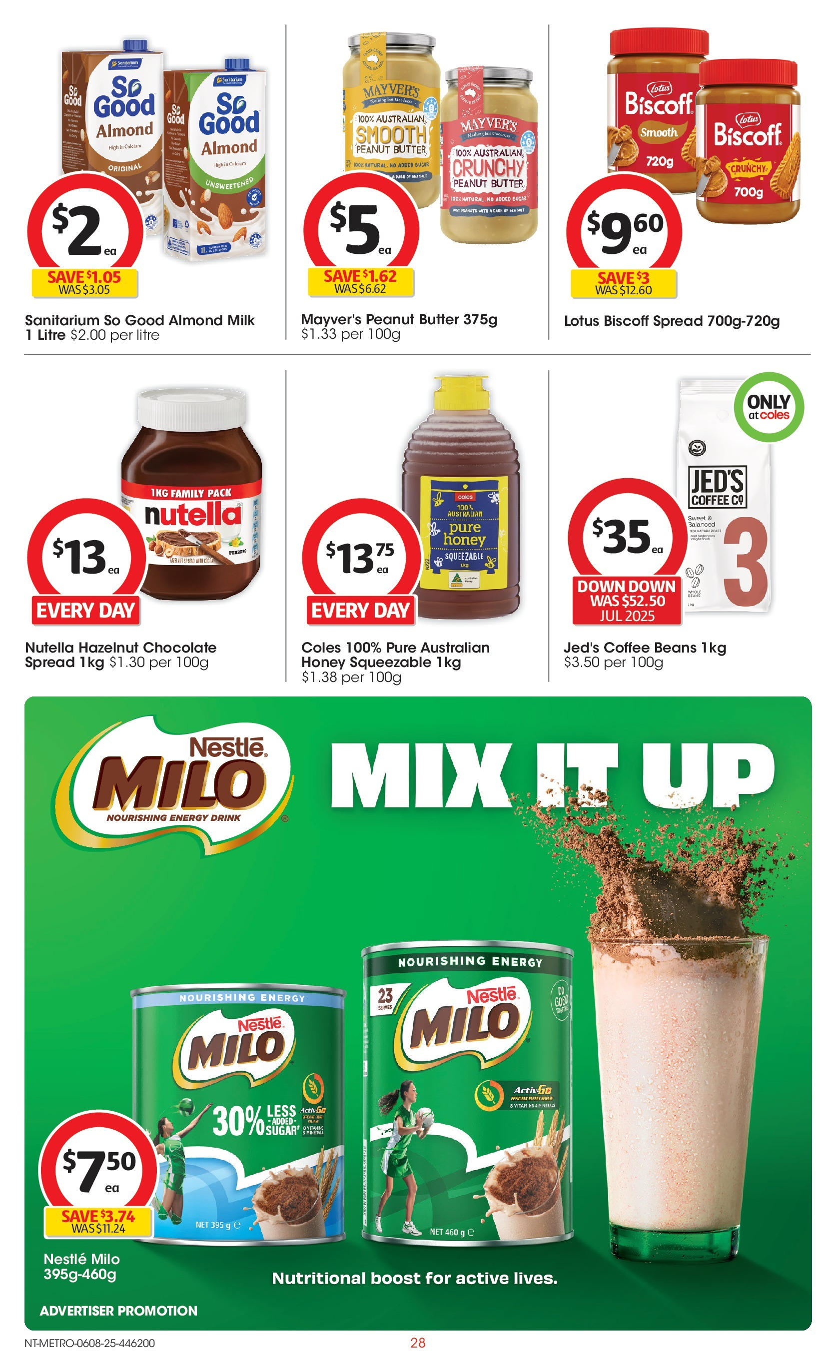 ﻿﻿Coles catalogue valid from 06/08/2025 > Online Australia | Page: 28 | Products: Cocoa, Butter, Coffee, Peanuts
