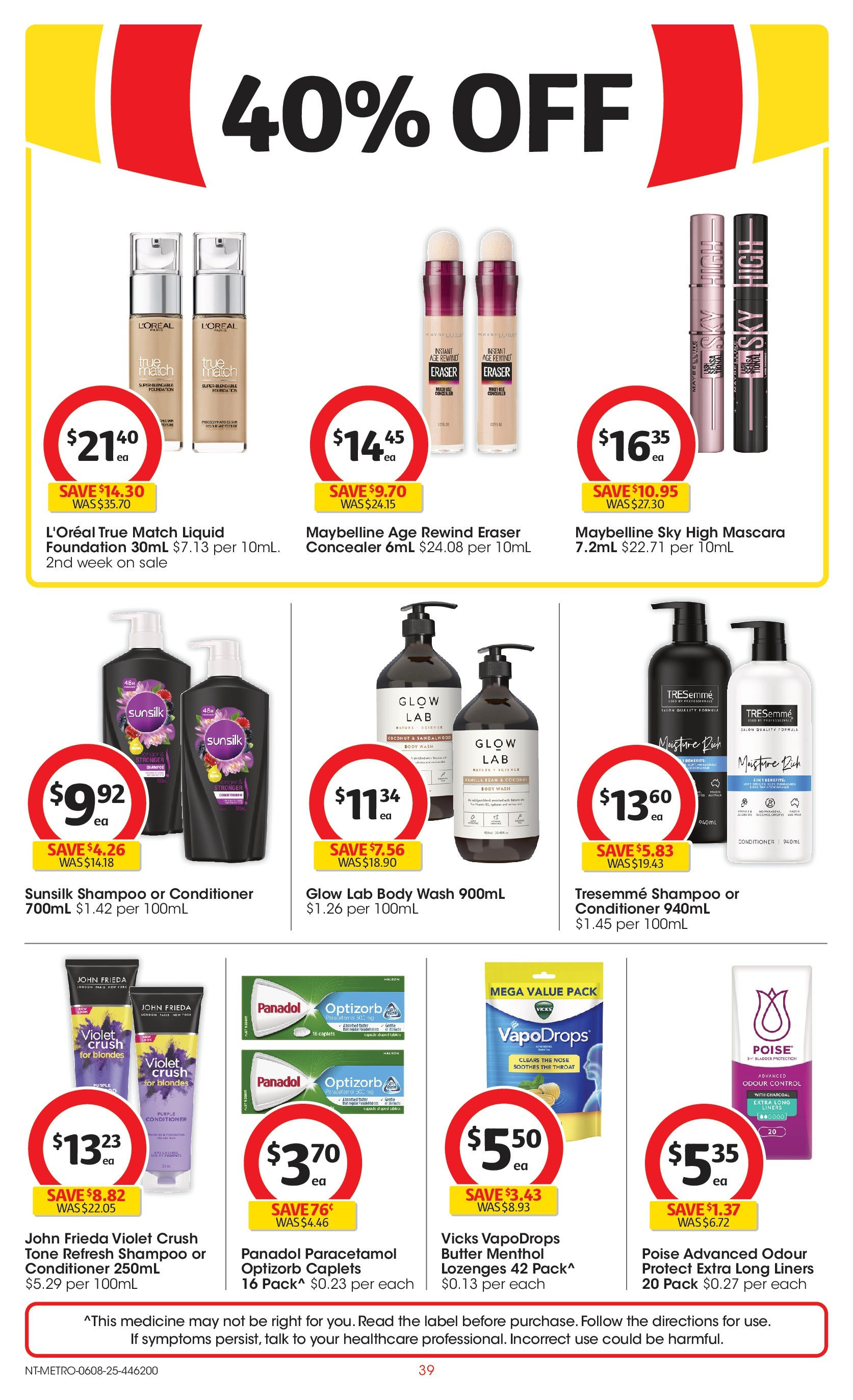 ﻿﻿Coles catalogue valid from 06/08/2025 > Online Australia | Page: 39 | Products: Mascara, Butter, Conditioner, Foundation