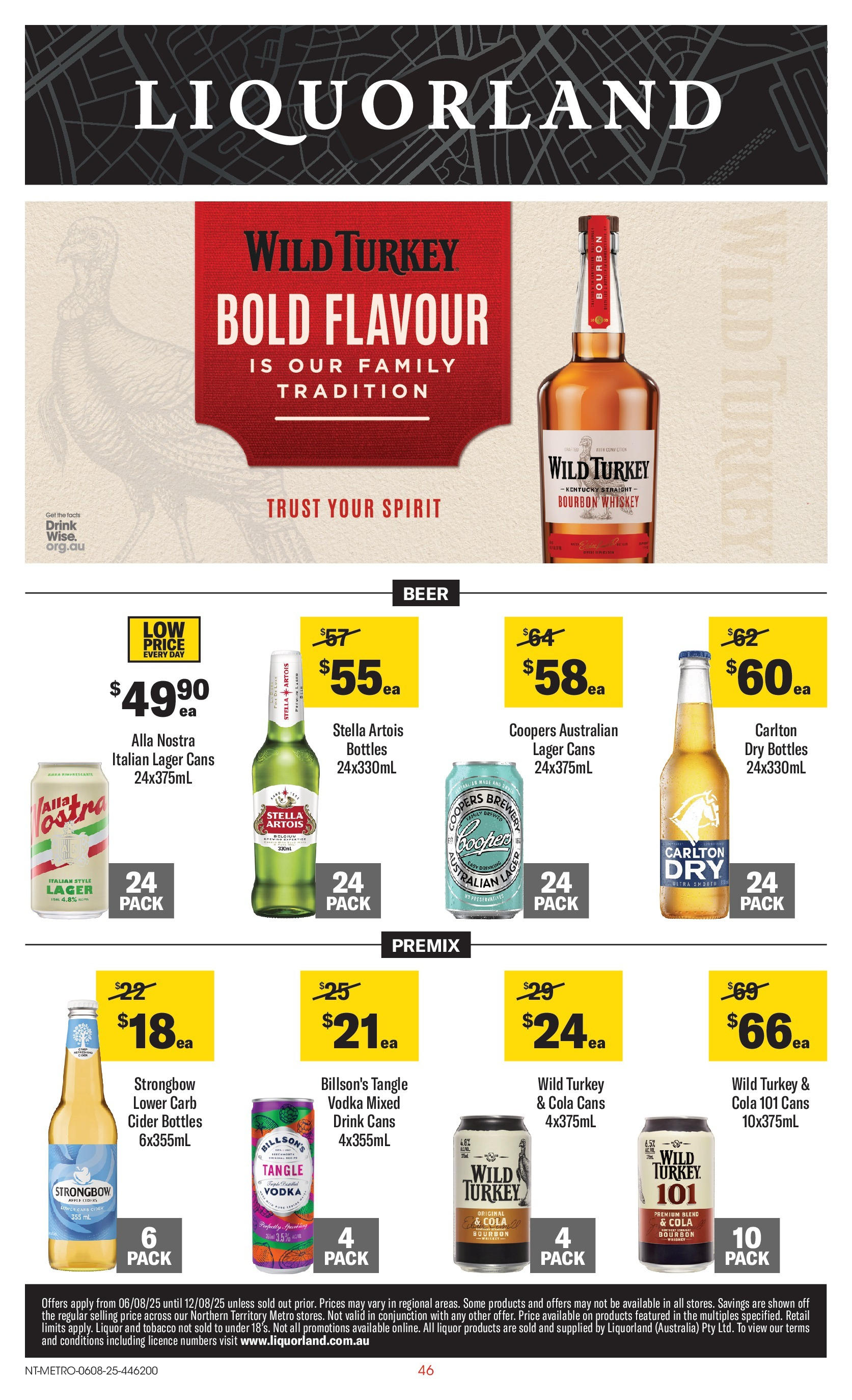 ﻿﻿Coles catalogue valid from 06/08/2025 > Online Australia | Page: 46 | Products: Beer, Bourbon, Vodka, Whiskey
