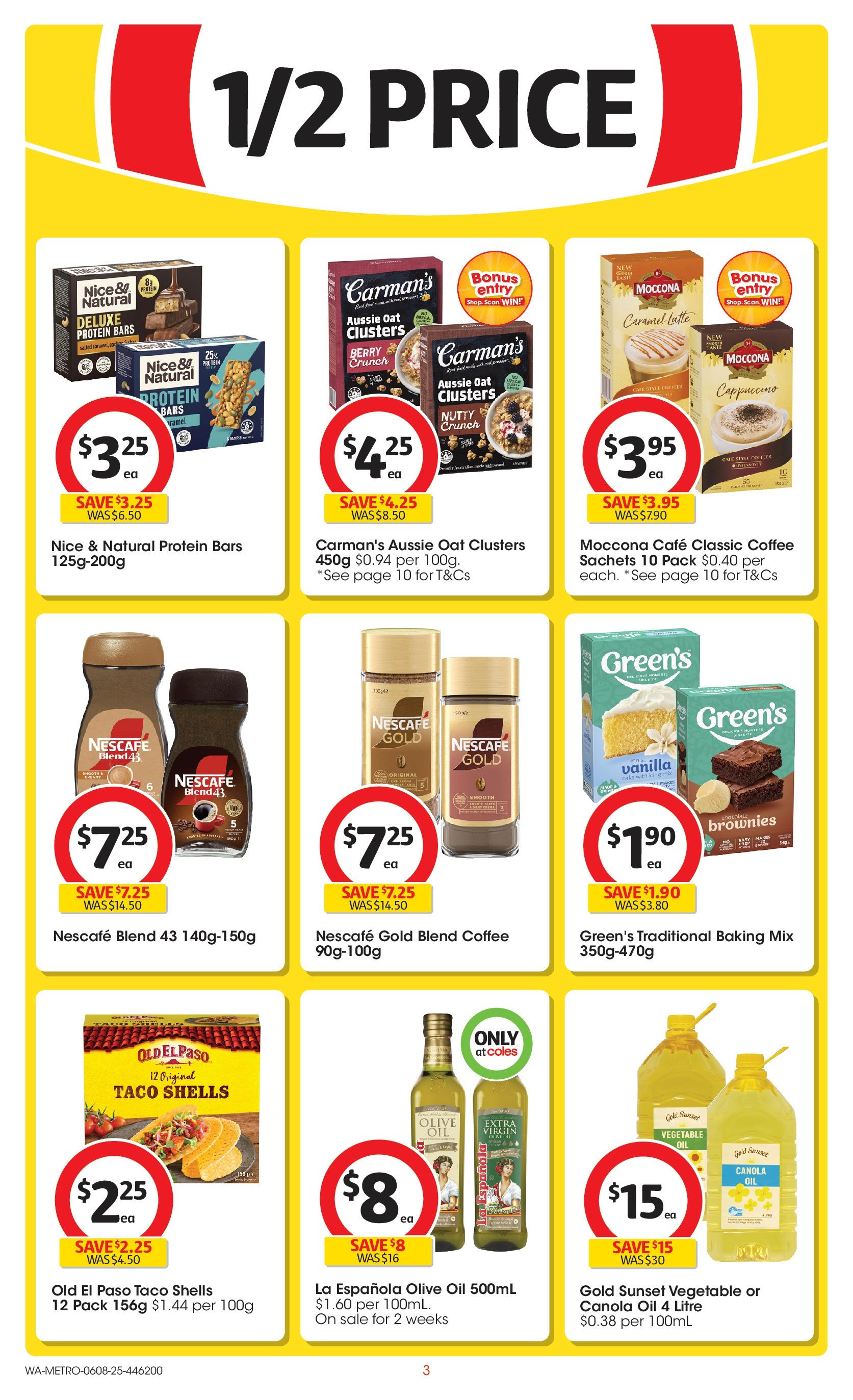 Coles catalogue from 06/08/2025 > Big discounts | Page: 3 | Products: Oil, Olive oil, Moccona, Nescafe Coles catalogue valid from 06/08/2025 > Online Australia | Page: 3 | Products: Oil, Olive oil, Moccona, Nescafe
