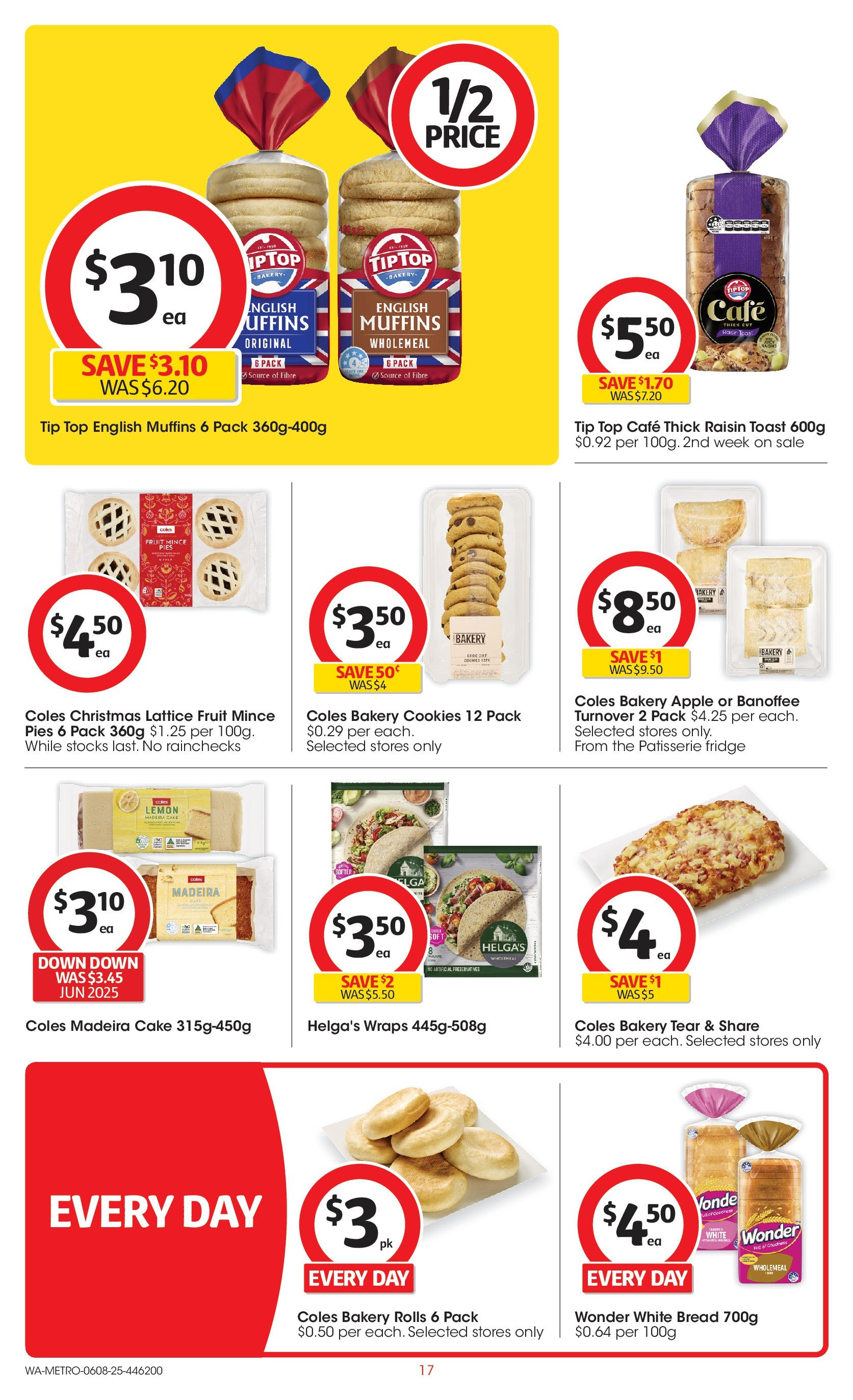 Coles catalogue from 06/08/2025 > Big discounts | Page: 17 | Products: Muffins, Lemon, Fridge, Bakery Coles catalogue valid from 06/08/2025 > Online Australia | Page: 17 | Products: Muffins, Lemon, Fridge, Bakery