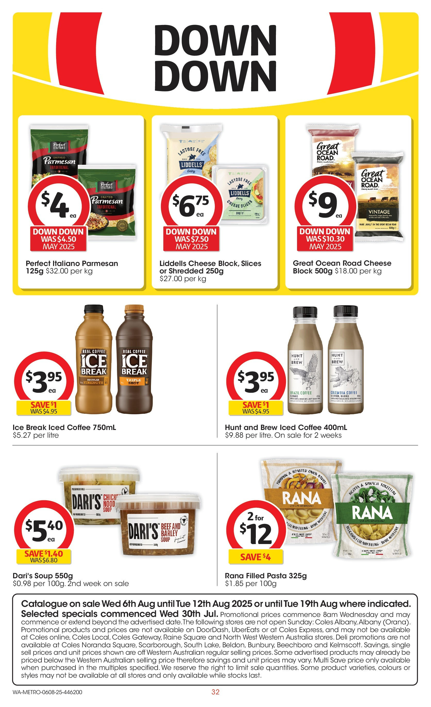 Coles catalogue from 06/08/2025 > Big discounts | Page: 32 | Products: Cheese, Coffee, Pasta, Soup Coles catalogue valid from 06/08/2025 > Online Australia | Page: 32 | Products: Cheese, Coffee, Pasta, Soup