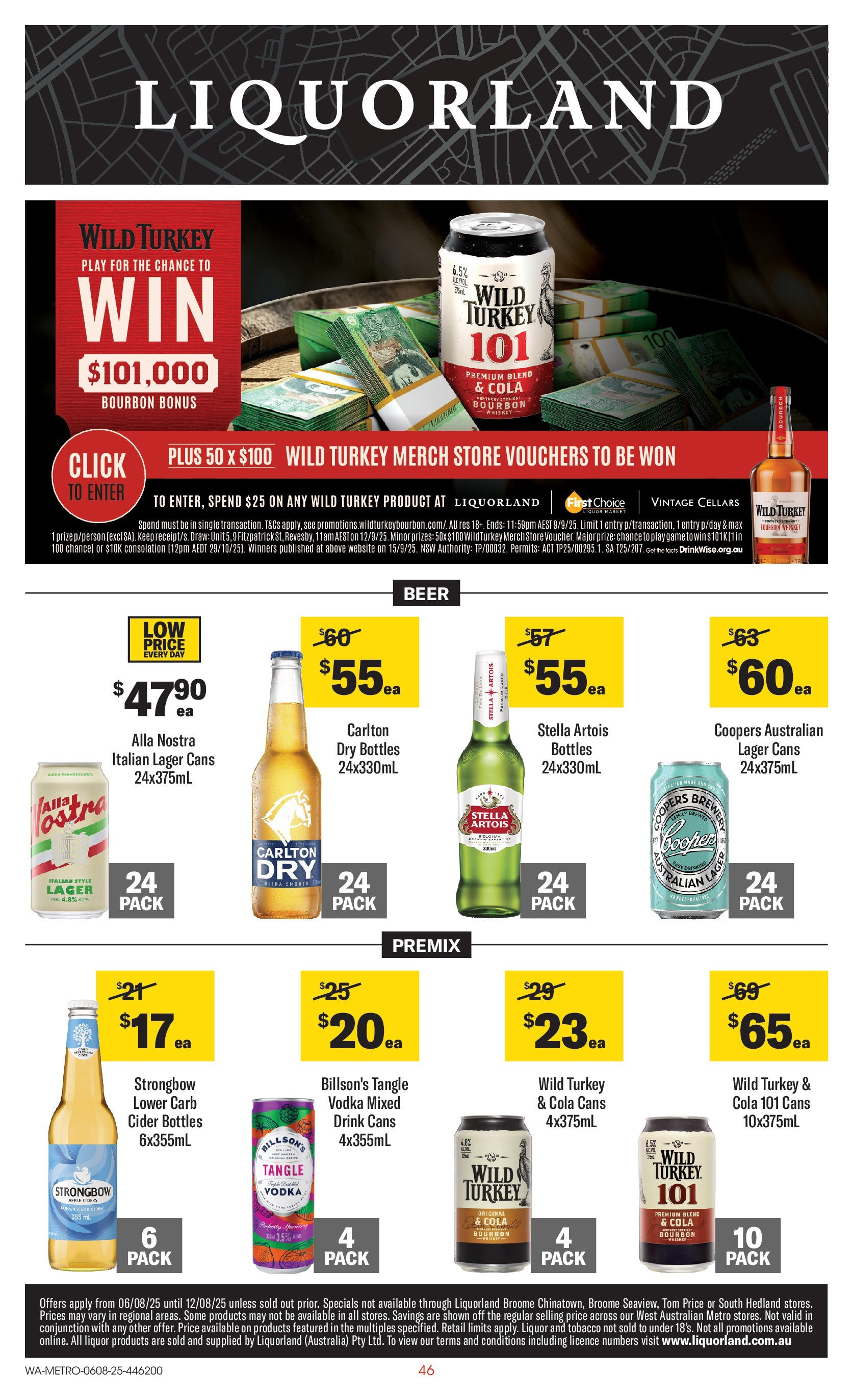 Coles catalogue from 06/08/2025 > Big discounts | Page: 46 | Products: Beer, Vodka, Whiskey, Turkey Coles catalogue valid from 06/08/2025 > Online Australia | Page: 46 | Products: Beer, Vodka, Whiskey, Turkey
