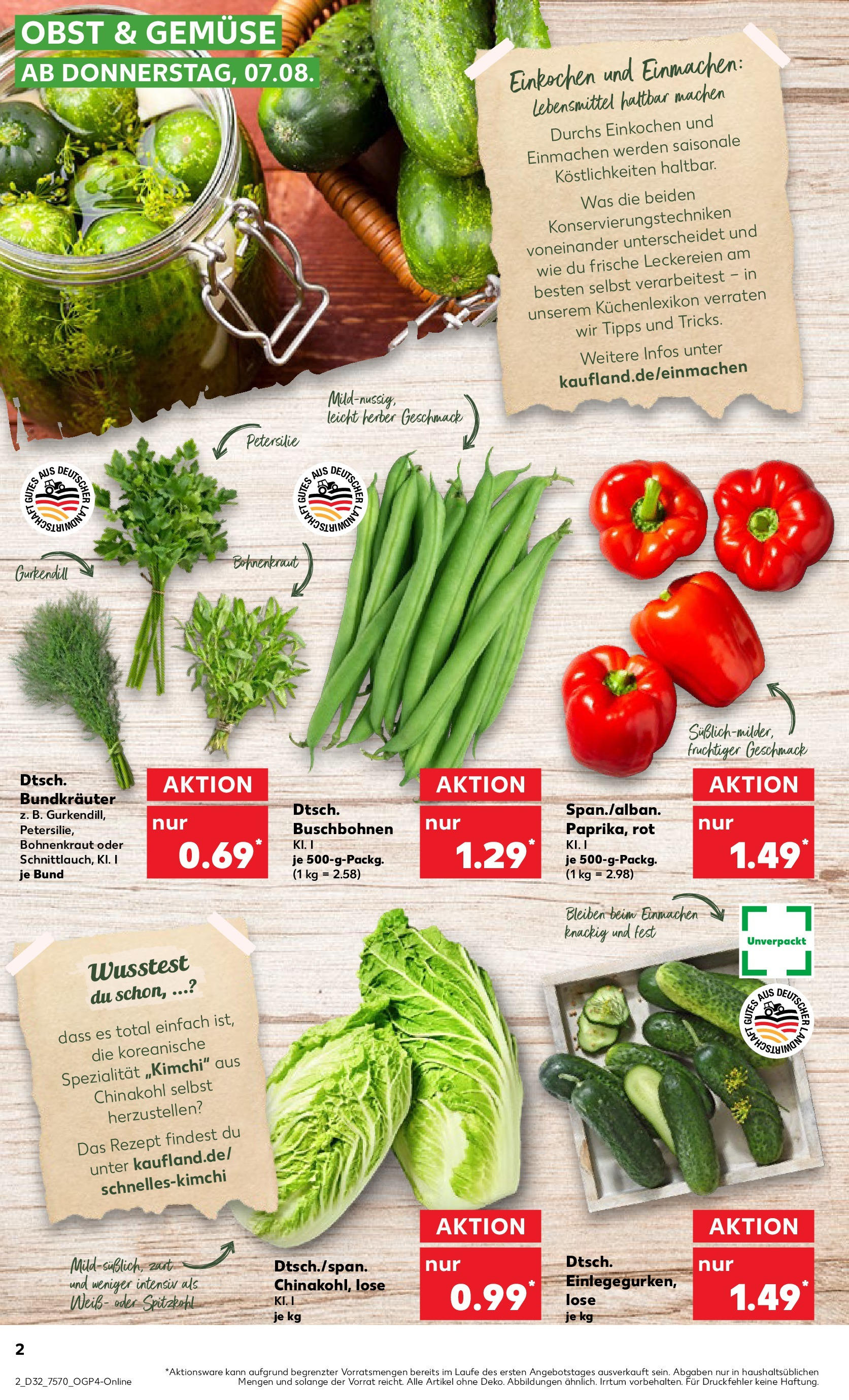 Prospekt Kaufland ab 07.08.2025 » Angebote Online zum Blättern | Seite: 2 | Produkte: Gemüse, Obst, Chinakohl, Petersilie