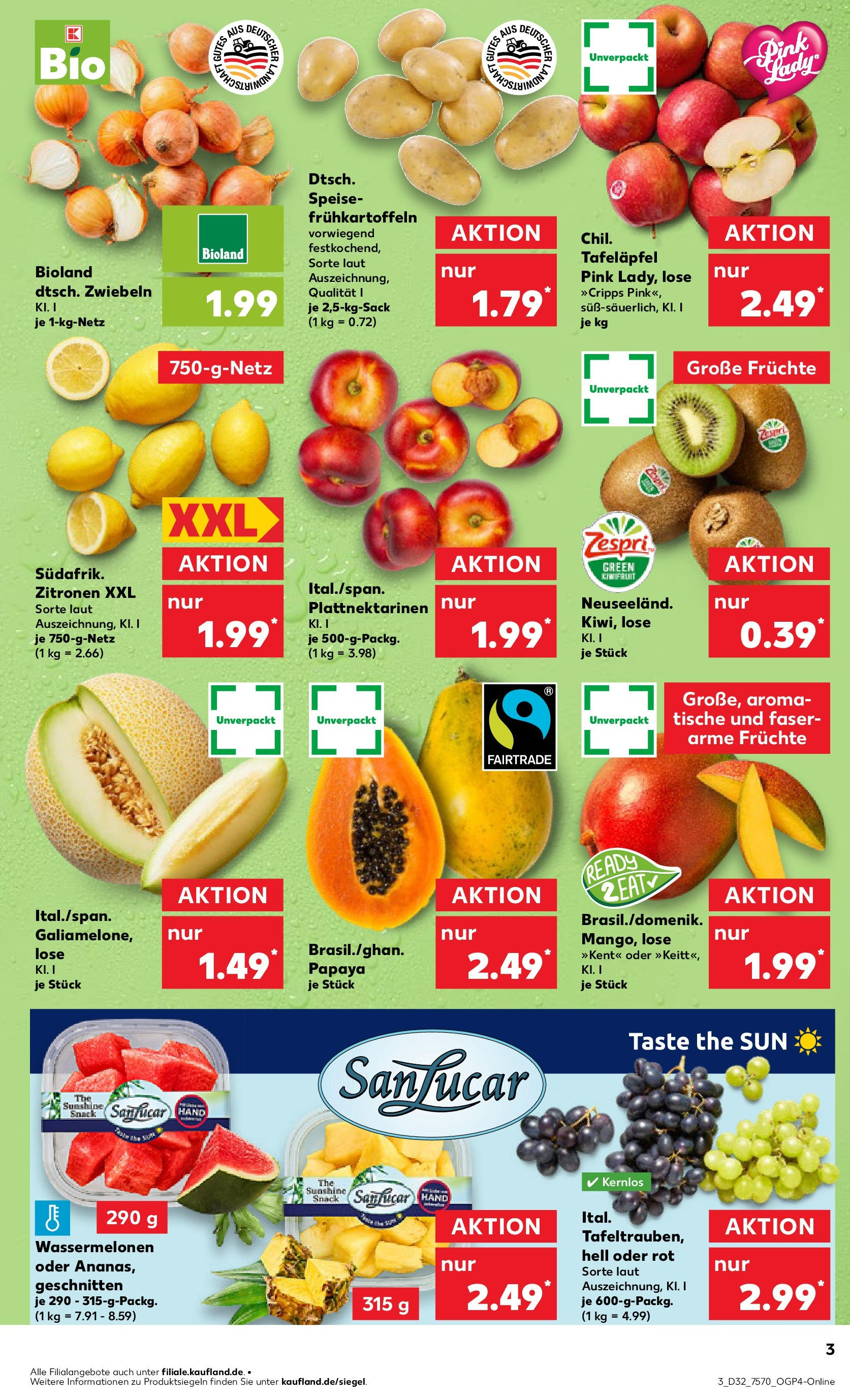 Prospekt Kaufland ab 07.08.2025 » Angebote Online zum Blättern | Seite: 3 | Produkte: Apple, Zwiebeln, Mango, Kiwi
