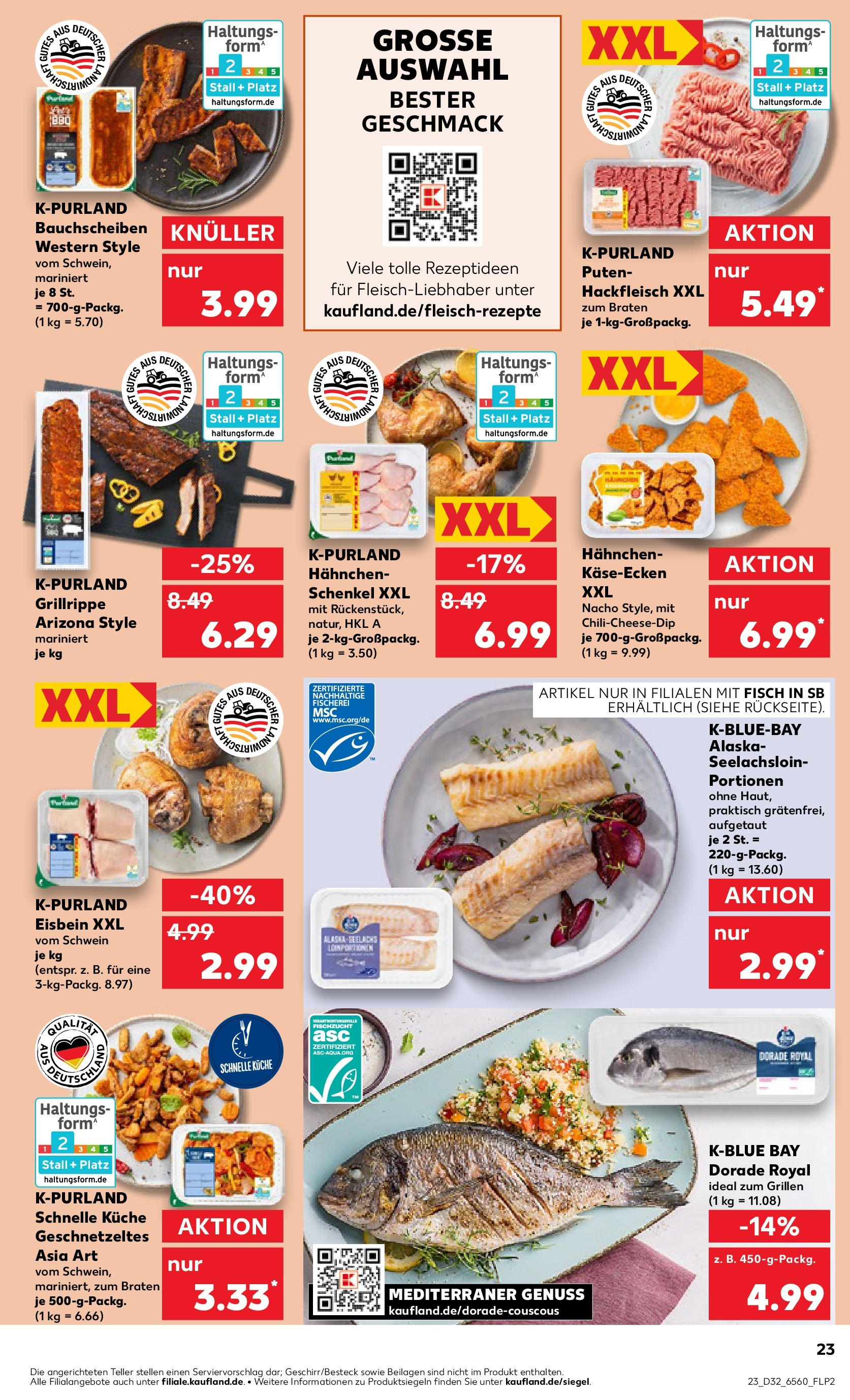 Prospekt Kaufland ab 07.08.2025 » Angebote Online zum Blättern | Seite: 23 | Produkte: Hahnchen, Küche, Fisch, Hackfleisch