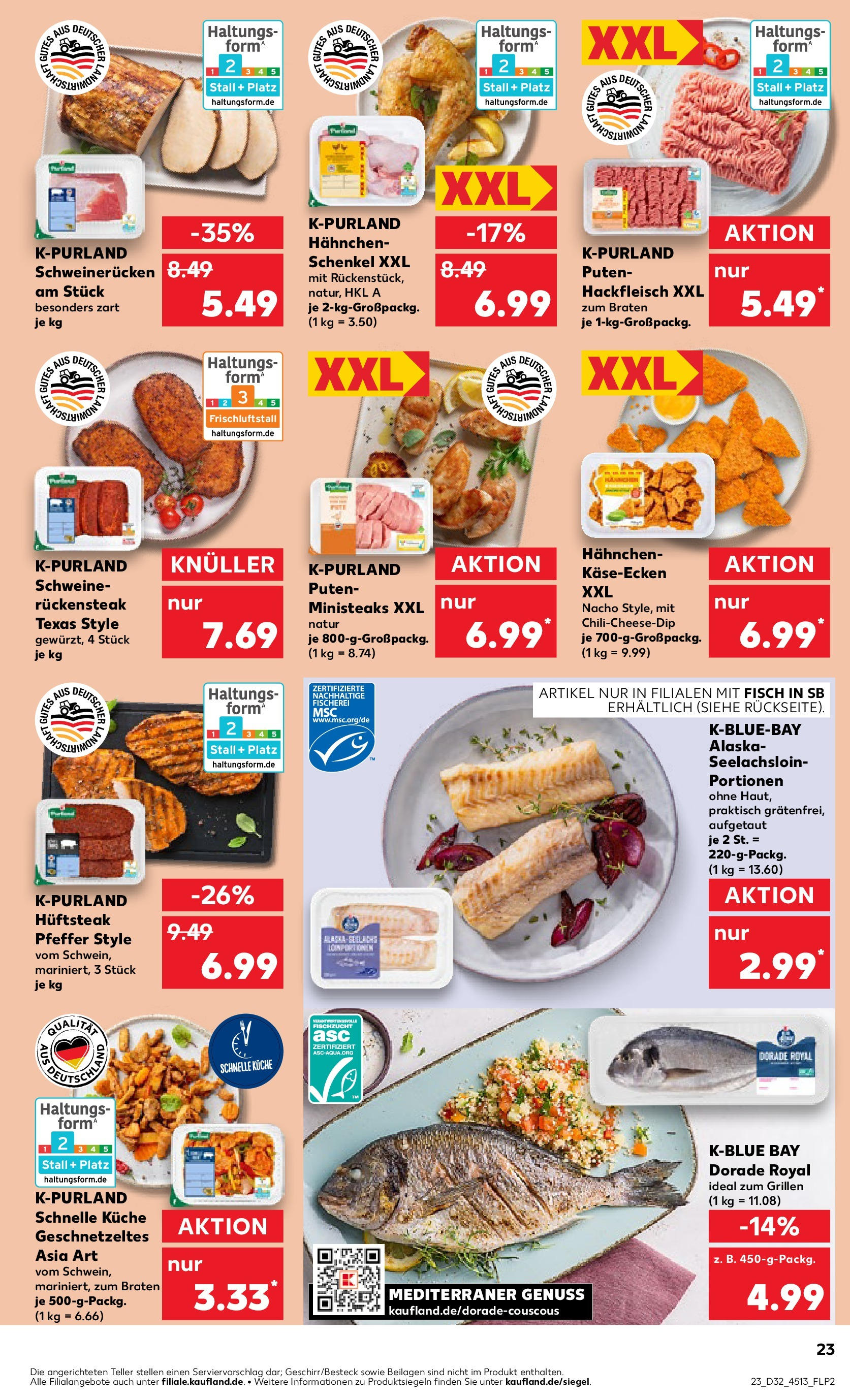 Prospekt Kaufland ab 07.08.2025 » Angebote Online zum Blättern | Seite: 23 | Produkte: Dorade, Hahnchen, Küche, Fisch
