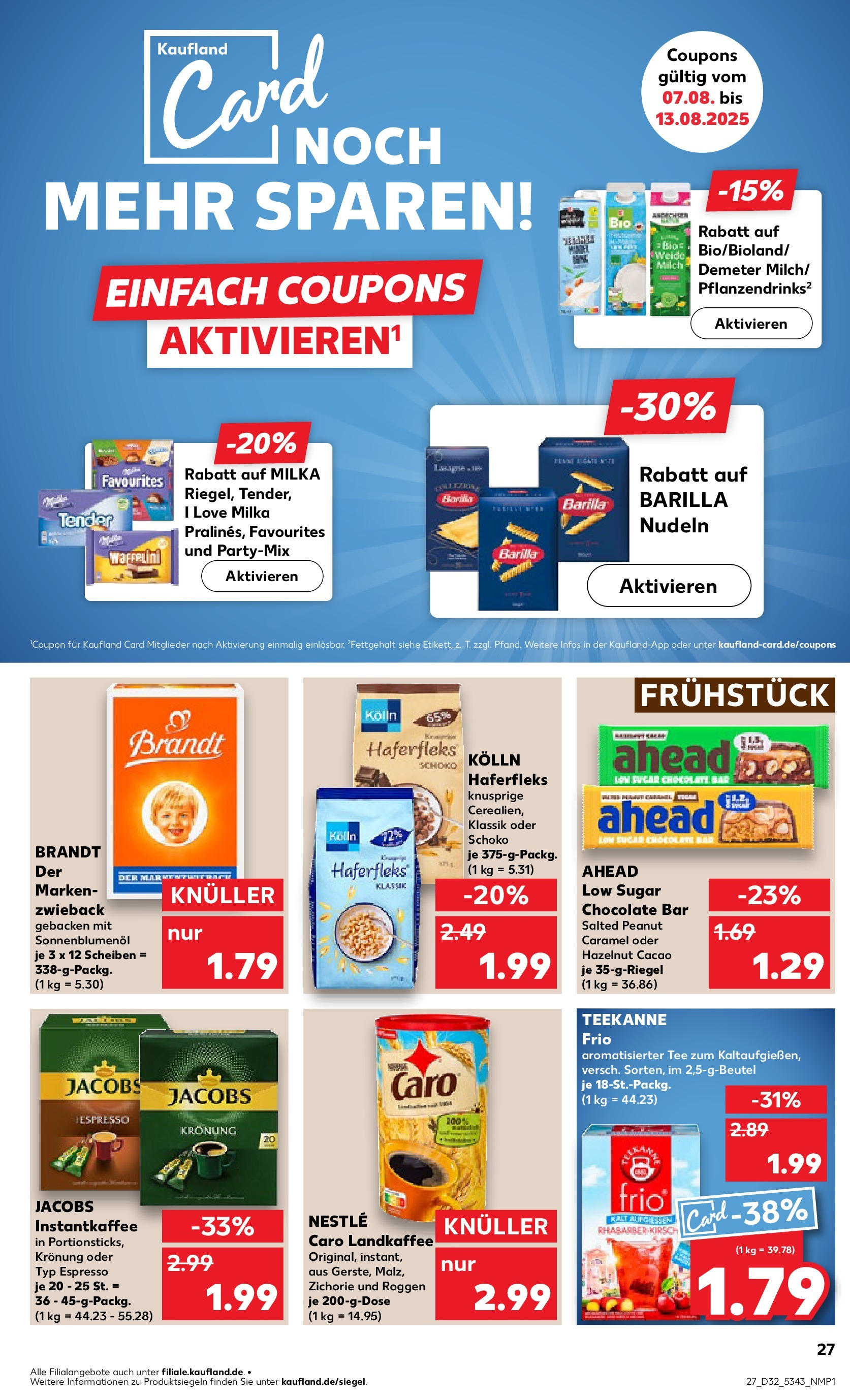Prospekt Kaufland ab 07.08.2025 » Angebote Online zum Blättern | Seite: 27 | Produkte: Milch, Teekanne, Rhabarber, Tee