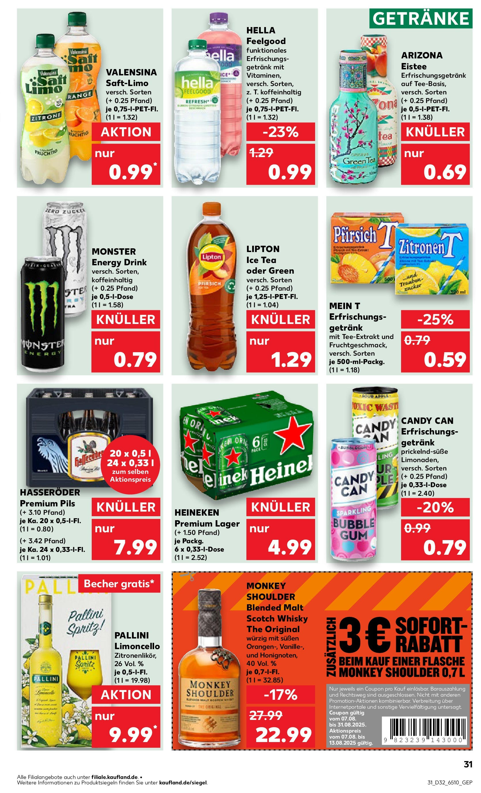 Prospekt Kaufland ab 07.08.2025 » Angebote Online zum Blättern | Seite: 31 | Produkte: Whisky, Heineken, Zitrone, Zitronen