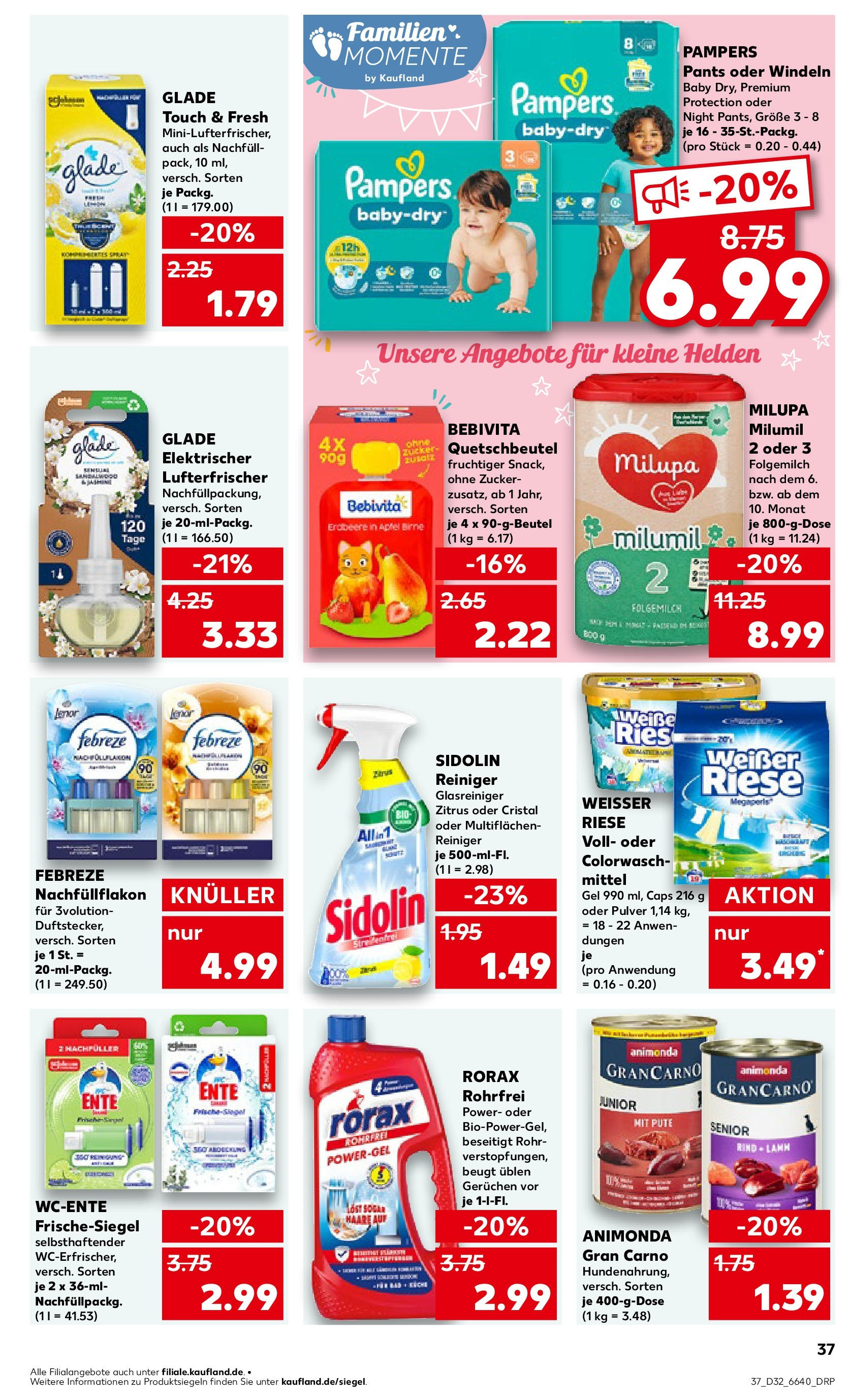 Prospekt Kaufland ab 07.08.2025 » Angebote Online zum Blättern | Seite: 37 | Produkte: Lenor, Pampers, Zucker, Birne