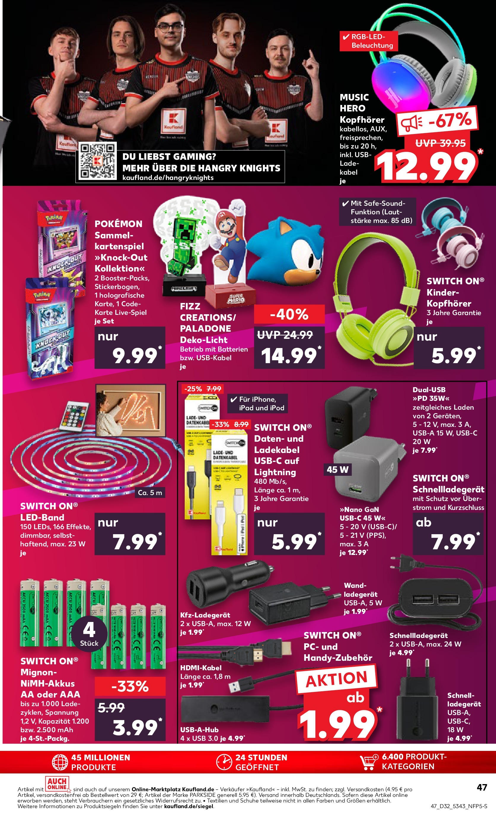 Prospekt Kaufland ab 07.08.2025 » Angebote Online zum Blättern | Seite: 47 | Produkte: Kabel, Ladegerät, Usb hub, Kopfhörer