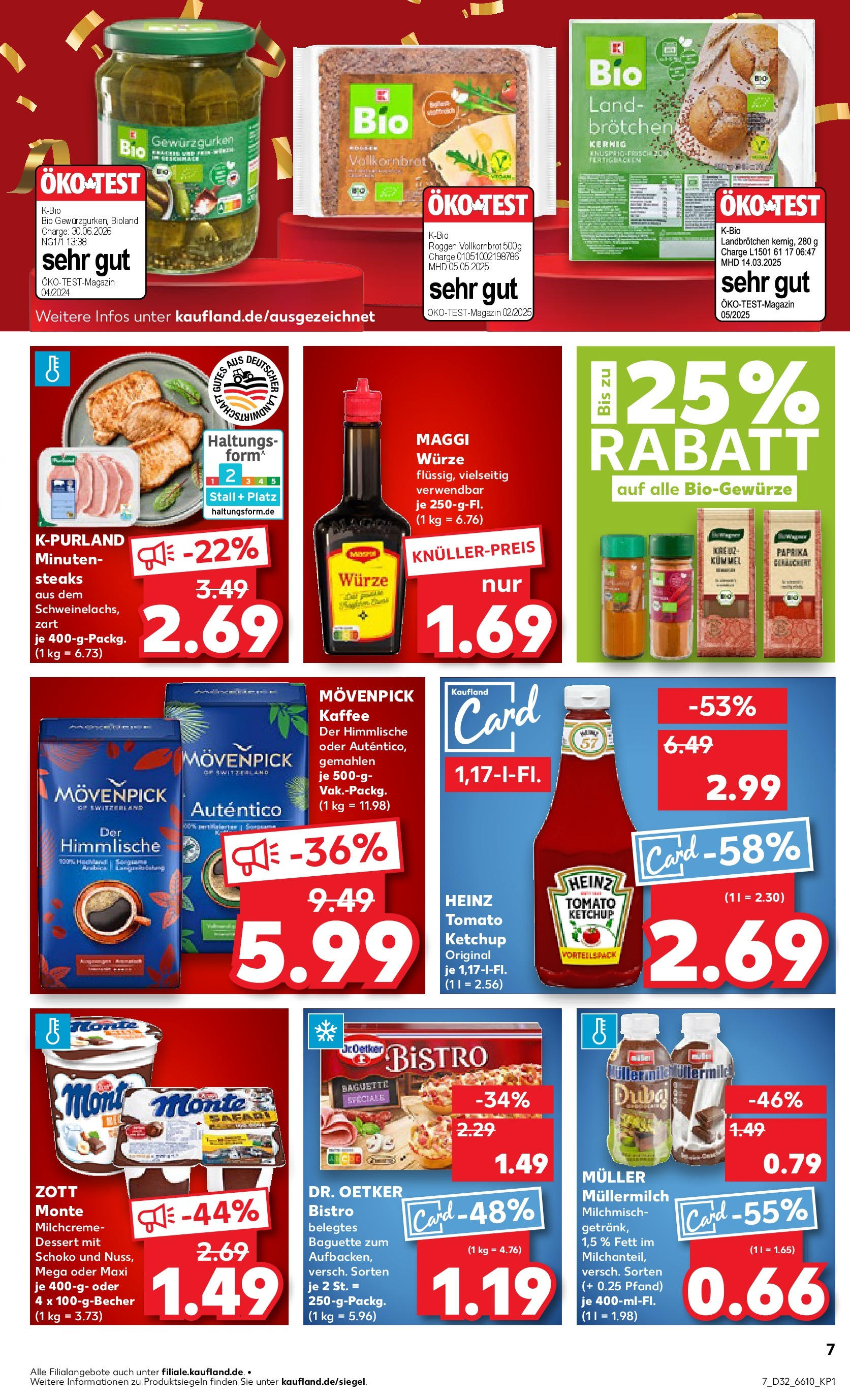 Prospekt Kaufland ab 07.08.2025 » Angebote Online zum Blättern | Seite: 7 | Produkte: Maggi, Baguette, Movenpick kaffee, Müllermilch