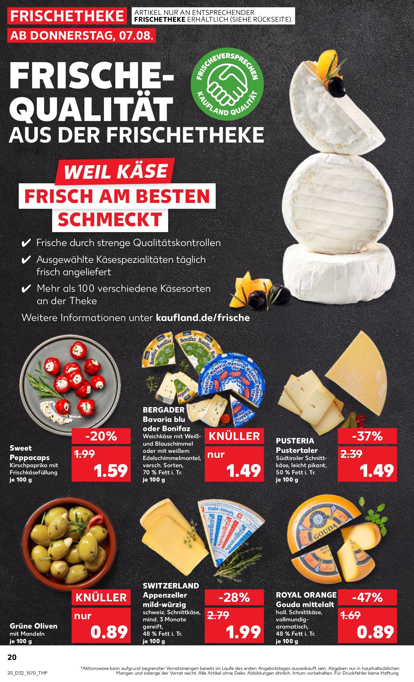 Prospekt Kaufland ab 07.08.2025 » Angebote Online zum Blättern | Seite: 20 | Produkte: Käse, Theke, Gouda, Mandeln