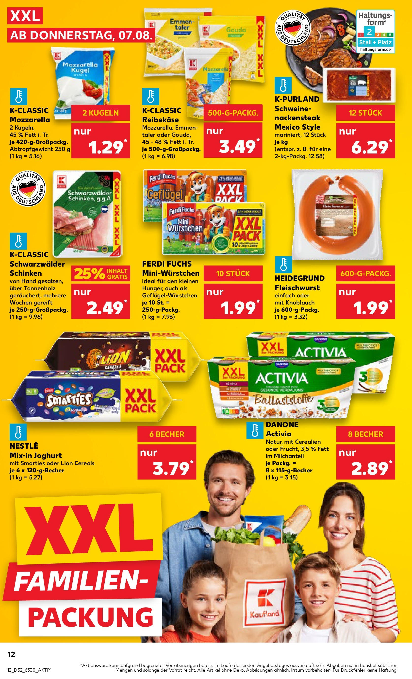 Prospekt Kaufland ab 07.08.2025 » Angebote Online zum Blättern | Seite: 12 | Produkte: Activia, Gouda, Knoblauch, Steak