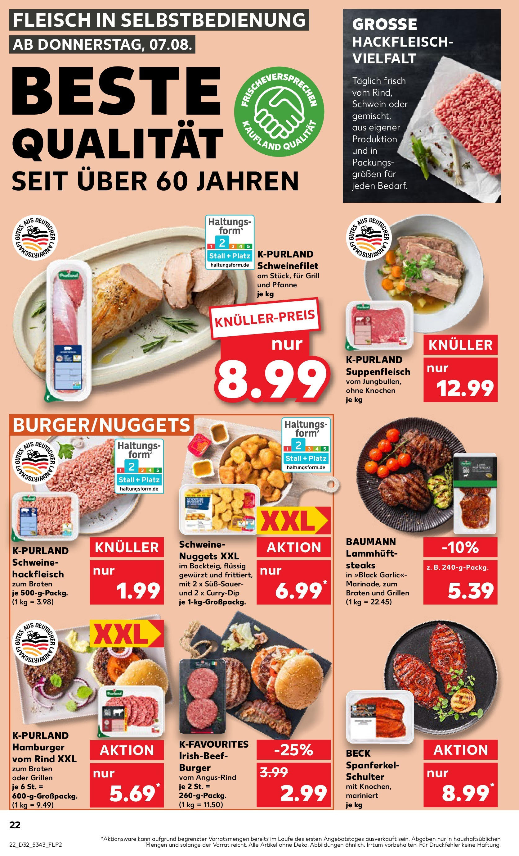 Prospekt Kaufland ab 07.08.2025 » Angebote Online zum Blättern | Seite: 22 | Produkte: Grill, Suppenfleisch, Steak, Fleisch