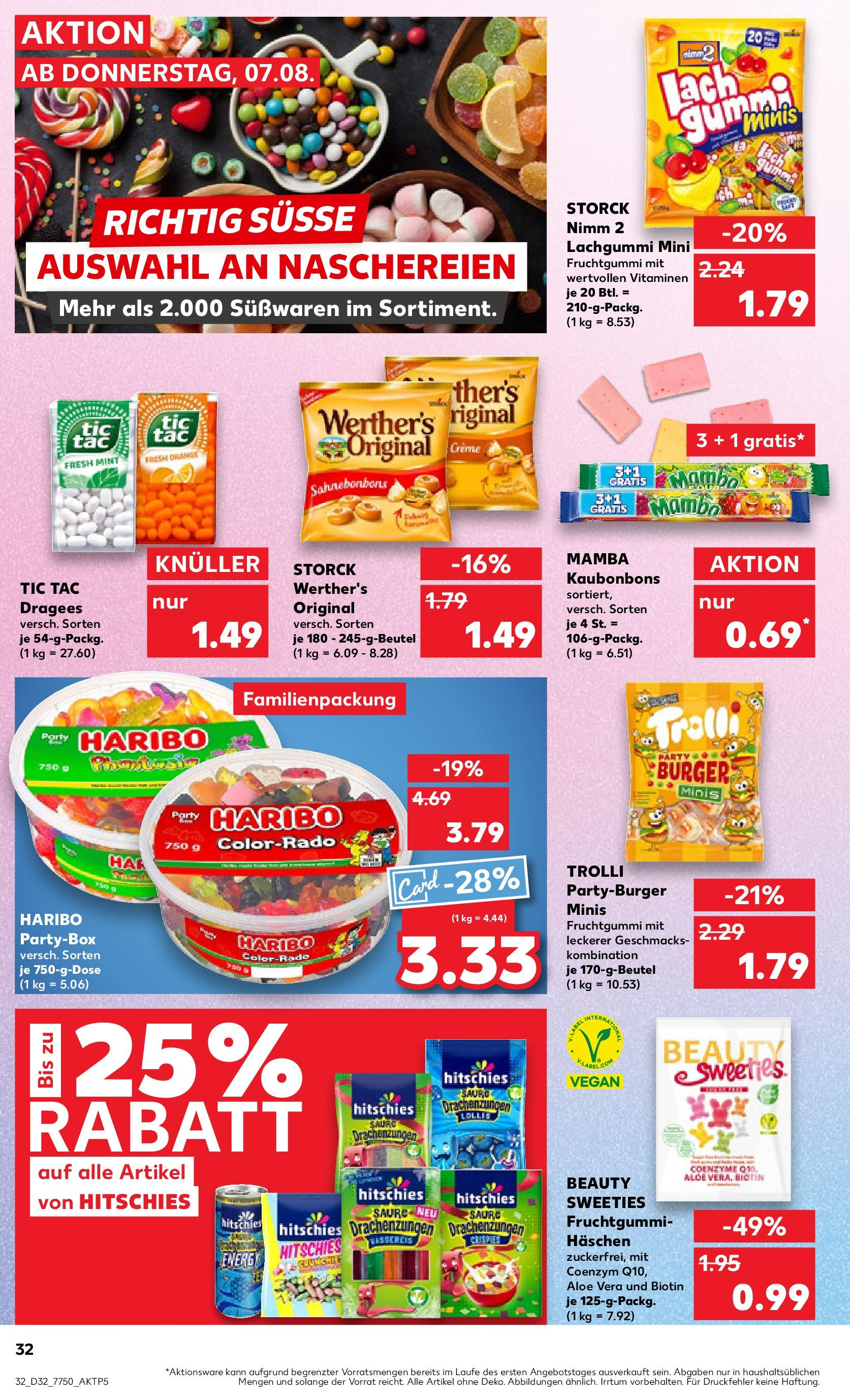 Prospekt Kaufland ab 07.08.2025 » Angebote Online zum Blättern | Seite: 32 | Produkte: Haribo, Burger, Creme
