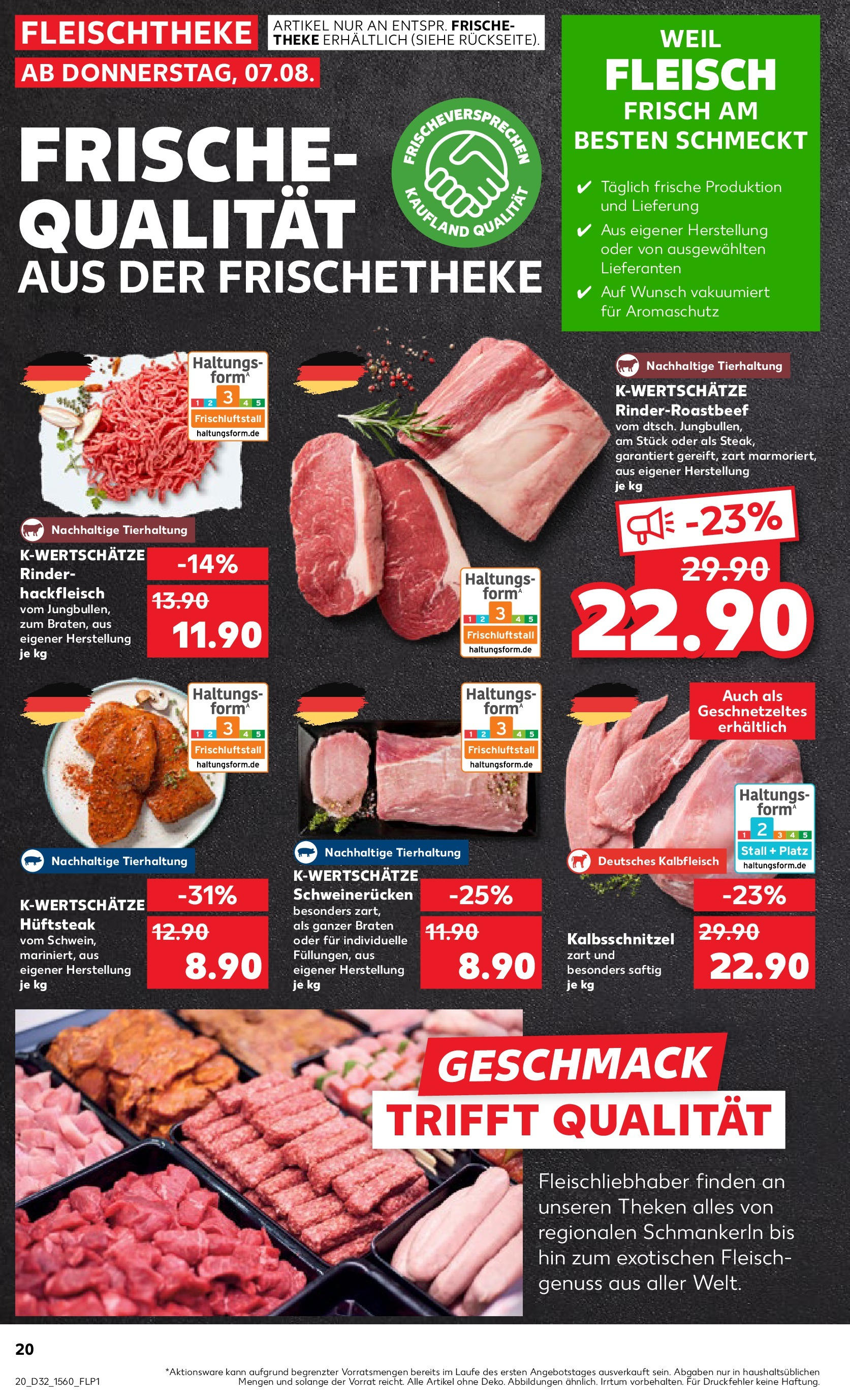 Prospekt Kaufland ab 07.08.2025 » Angebote Online zum Blättern | Seite: 20 | Produkte: Theke, Steak, Fleisch, Hackfleisch