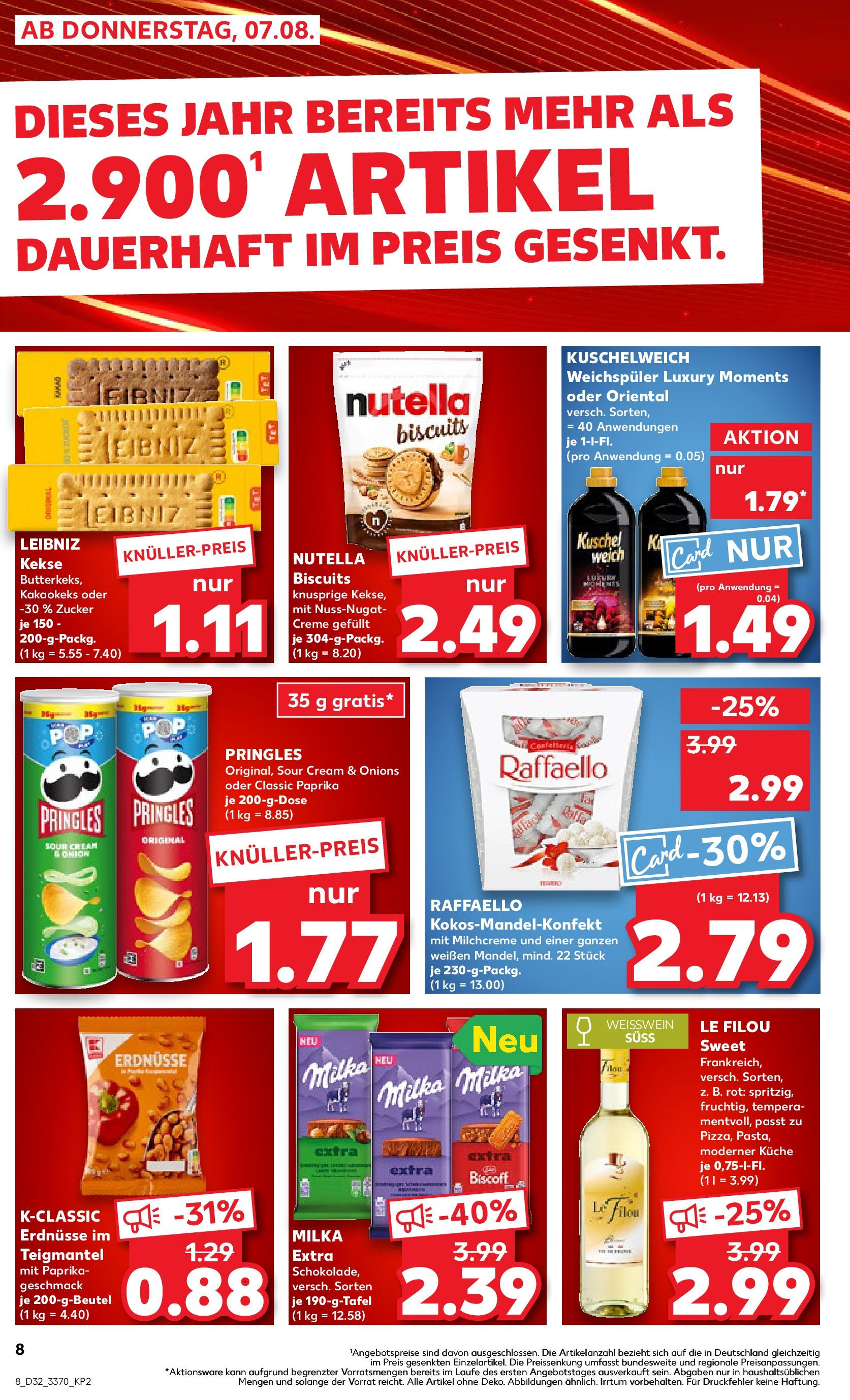 Prospekt Kaufland ab 07.08.2025 » Angebote Online zum Blättern | Seite: 8 | Produkte: Erdnüsse, Creme, Zucker, Chips