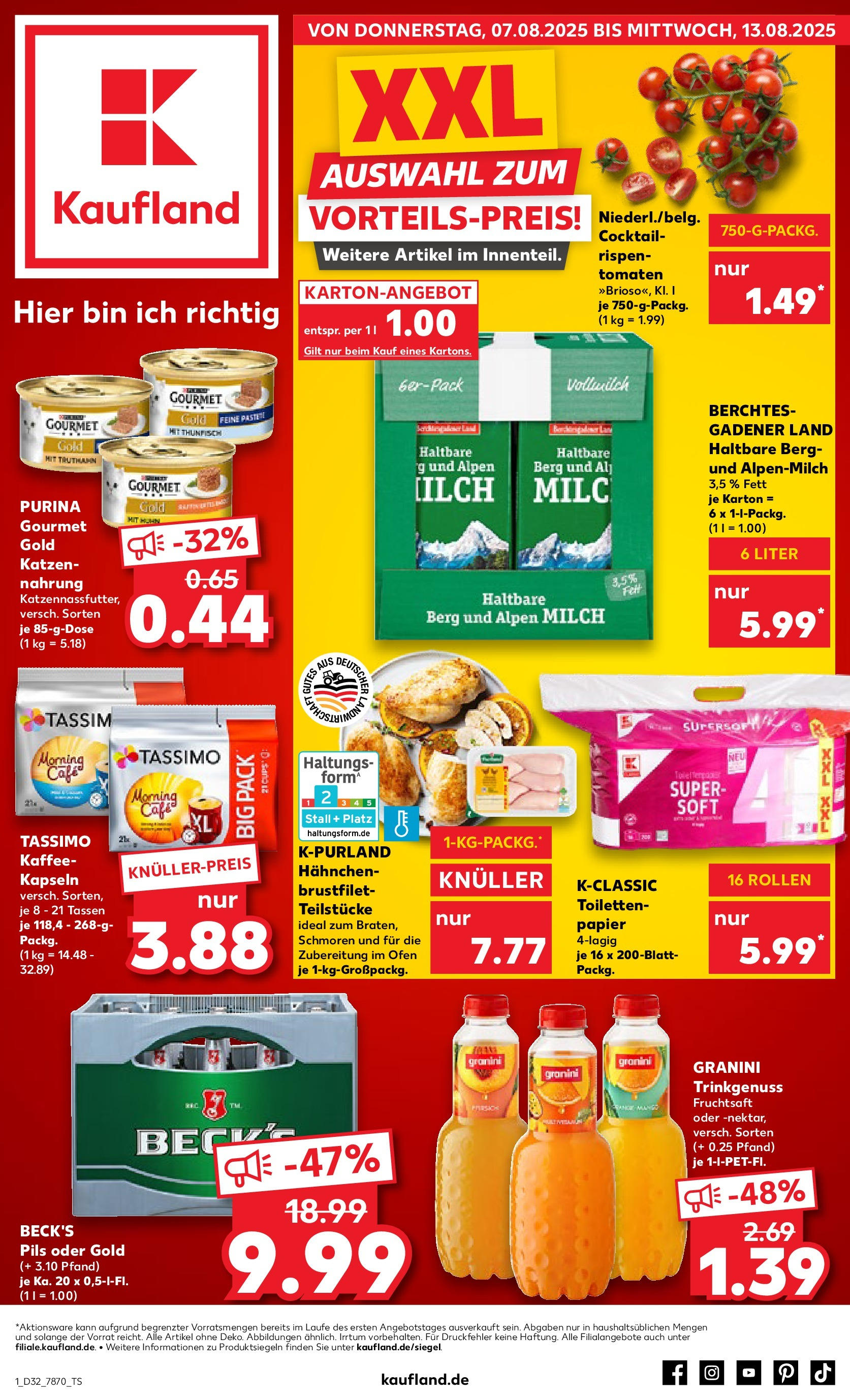 Prospekt Kaufland ab 07.08.2025 » Angebote Online zum Blättern | Seite: 1 | Produkte: Ofen, Hahnchen, Pils, Purina gourmet gold