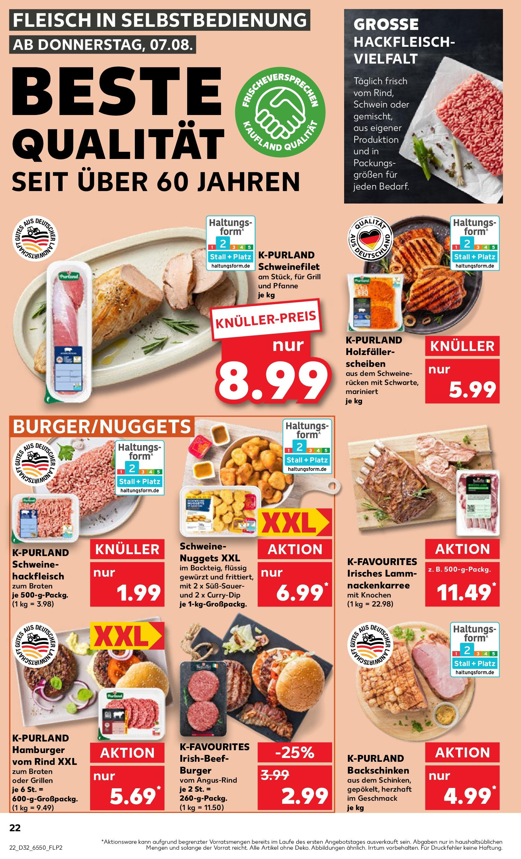 Prospekt Kaufland ab 07.08.2025 » Angebote Online zum Blättern | Seite: 22 | Produkte: Grill, Burger, Schweinefilet, Schweinerucken