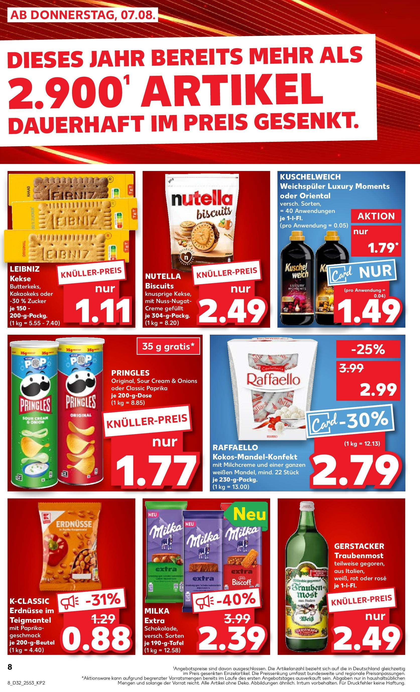 Prospekt Kaufland ab 07.08.2025 » Angebote Online zum Blättern | Seite: 8 | Produkte: Weichspüler, Paprika, Zucker, Chips