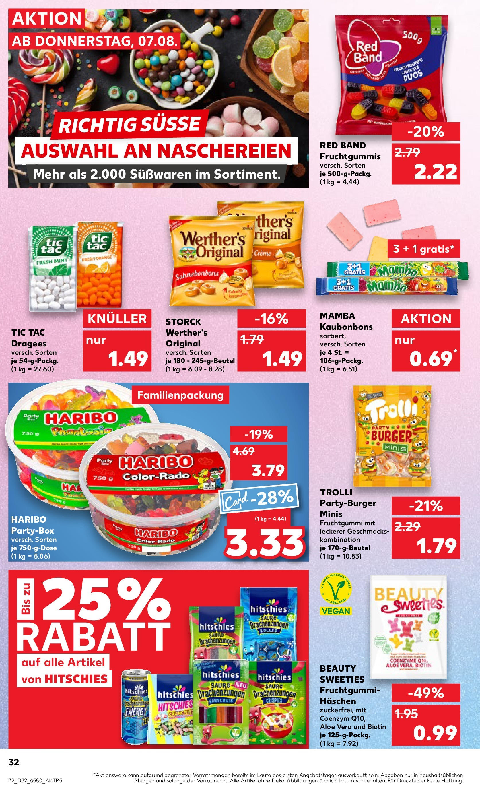 Prospekt Kaufland ab 07.08.2025 » Angebote Online zum Blättern | Seite: 32 | Produkte: Haribo, Energy, Burger