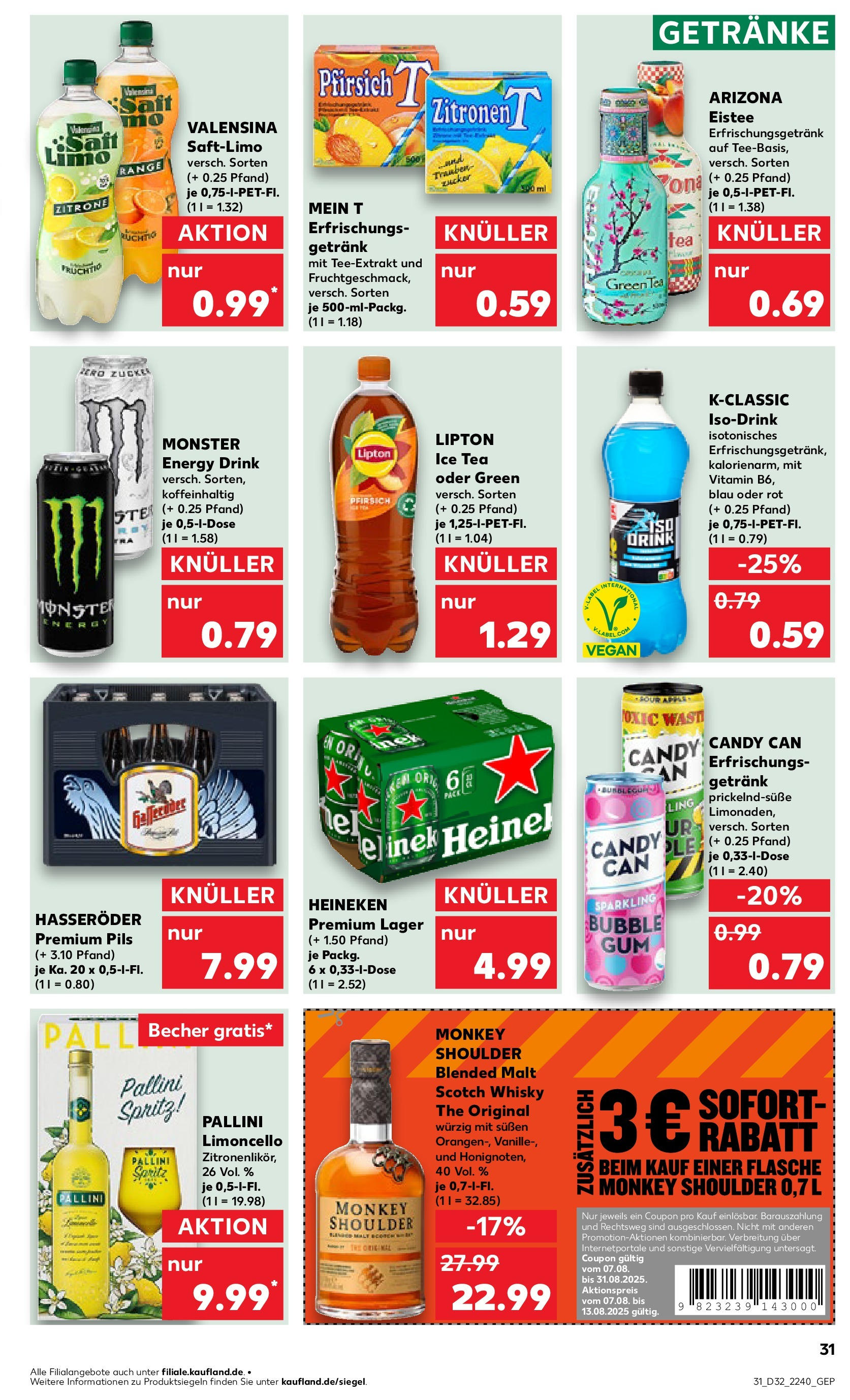Prospekt Kaufland ab 07.08.2025 » Angebote Online zum Blättern | Seite: 31 | Produkte: Energy, Zitrone, Saft, Hasseröder
