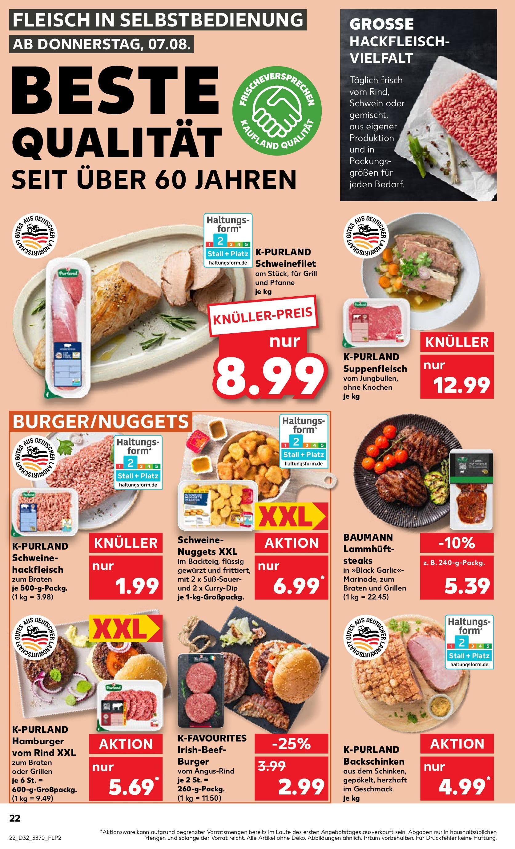 Prospekt Kaufland ab 07.08.2025 » Angebote Online zum Blättern | Seite: 22 | Produkte: Grill, Schweinefilet, Fleisch, Hackfleisch
