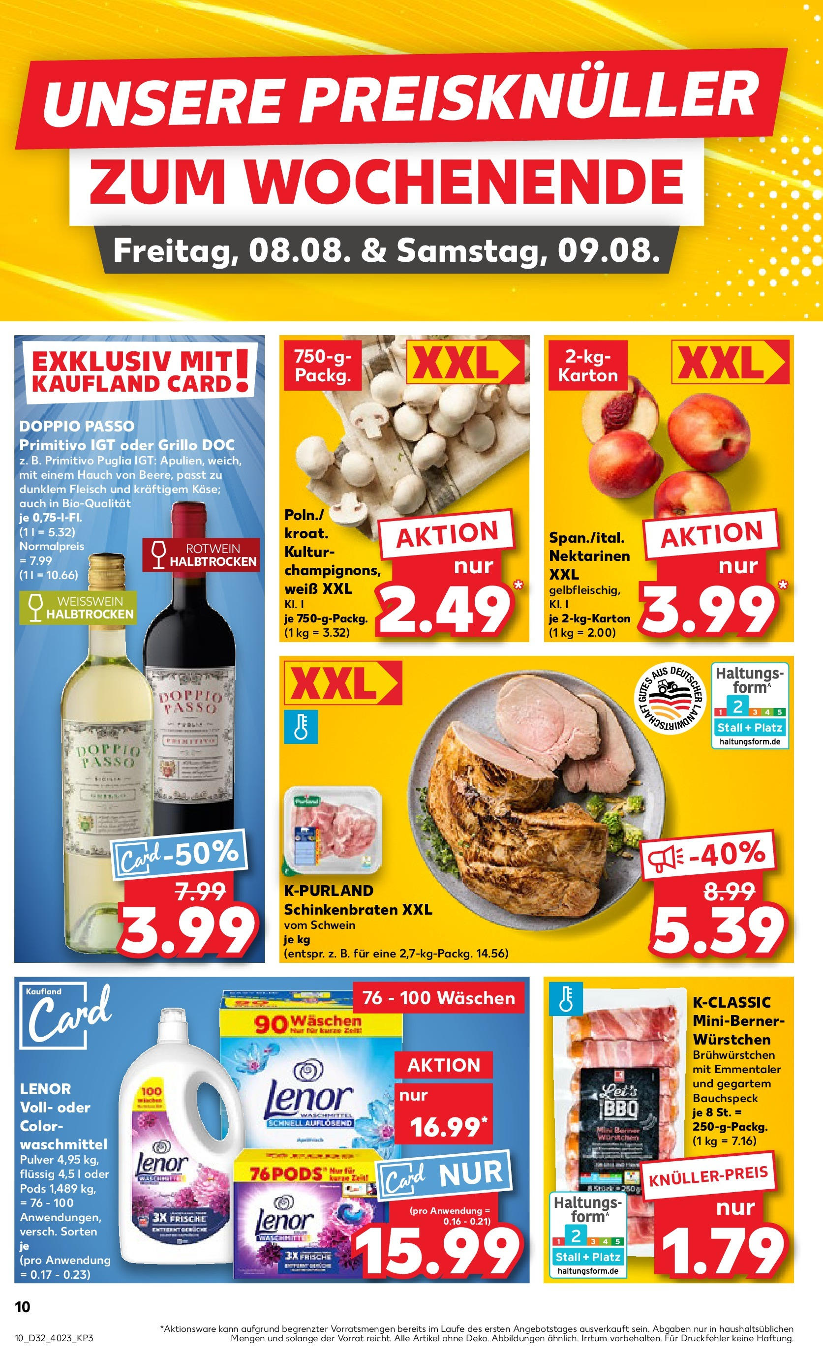 Prospekt Kaufland ab 07.08.2025 » Angebote Online zum Blättern | Seite: 10 | Produkte: Lenor, Nektarinen, Rotwein, Fleisch