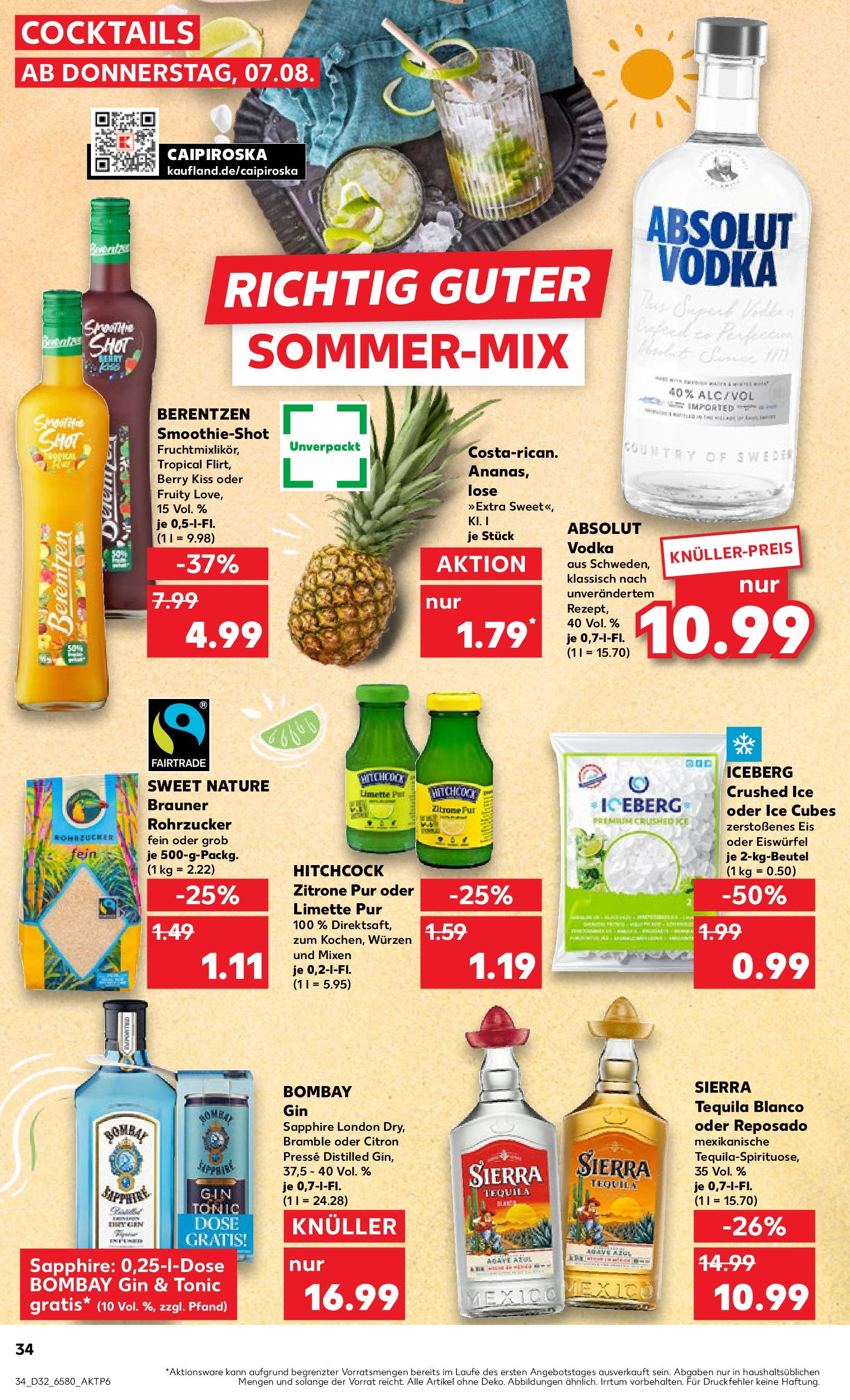 Prospekt Kaufland ab 07.08.2025 » Angebote Online zum Blättern | Seite: 34 | Produkte: Presse, Tequila, Limette, Eis