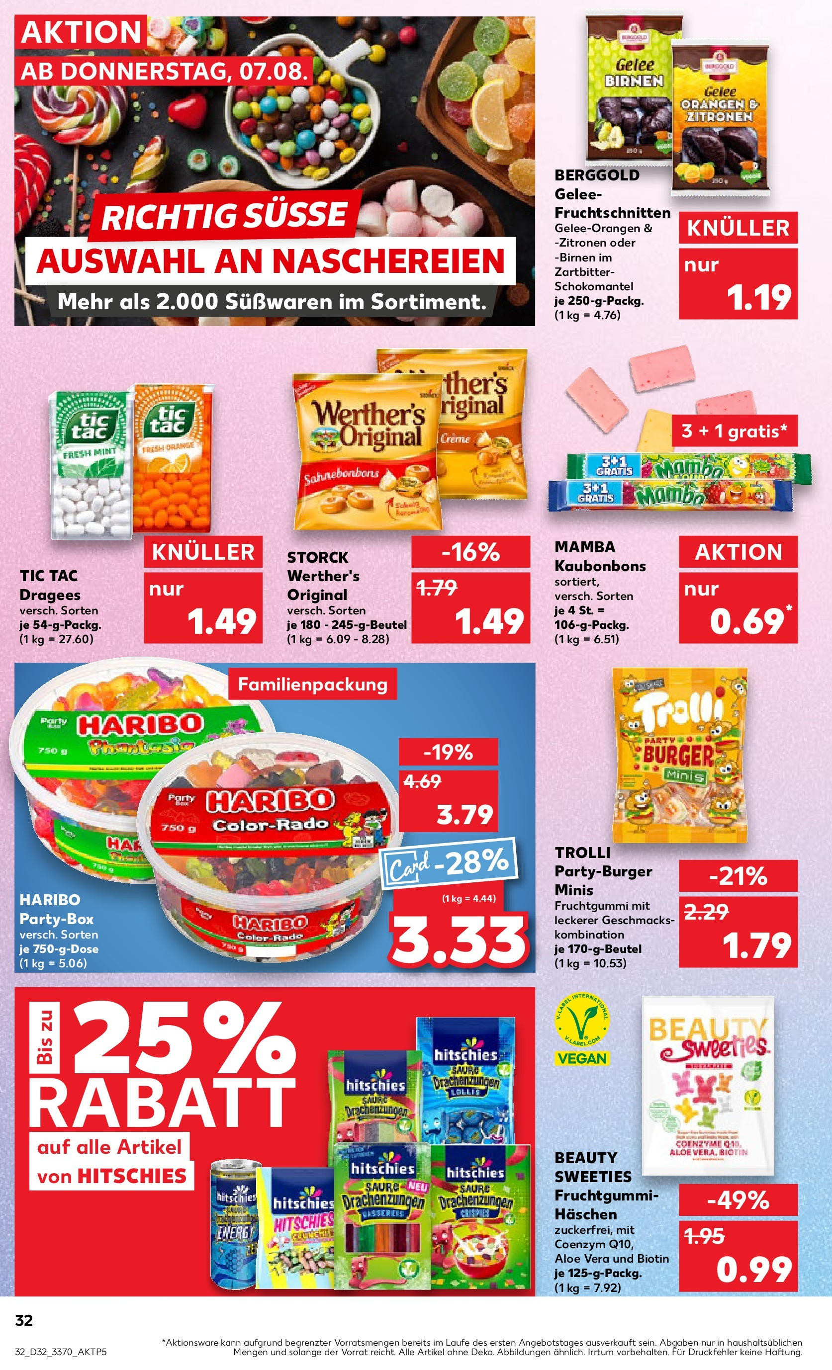 Prospekt Kaufland ab 07.08.2025 » Angebote Online zum Blättern | Seite: 32 | Produkte: Haribo, Orangen, Creme, Zitronen