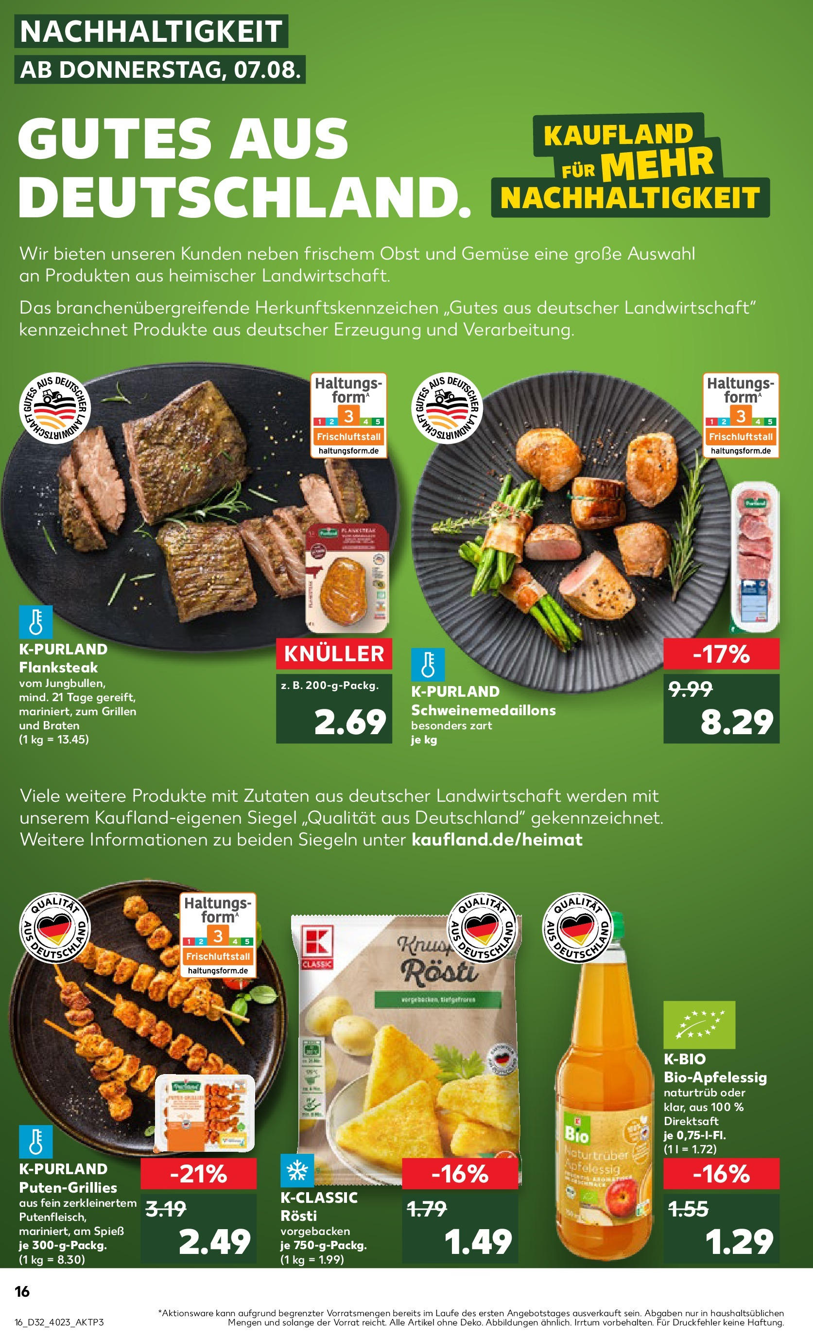Prospekt Kaufland ab 07.08.2025 » Angebote Online zum Blättern | Seite: 16 | Produkte: Grill, Gemüse, Obst, Steak