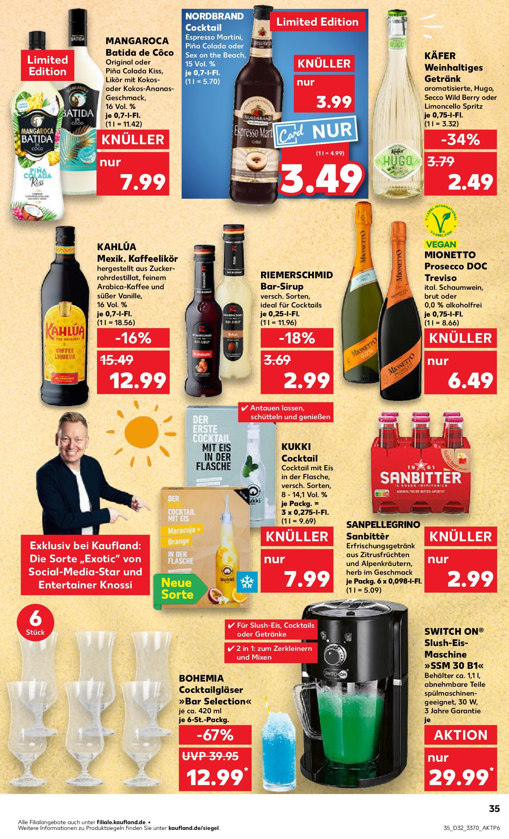 Prospekt Kaufland ab 07.08.2025 » Angebote Online zum Blättern | Seite: 35 | Produkte: Likör, Batida de coco, Hugo, Eis
