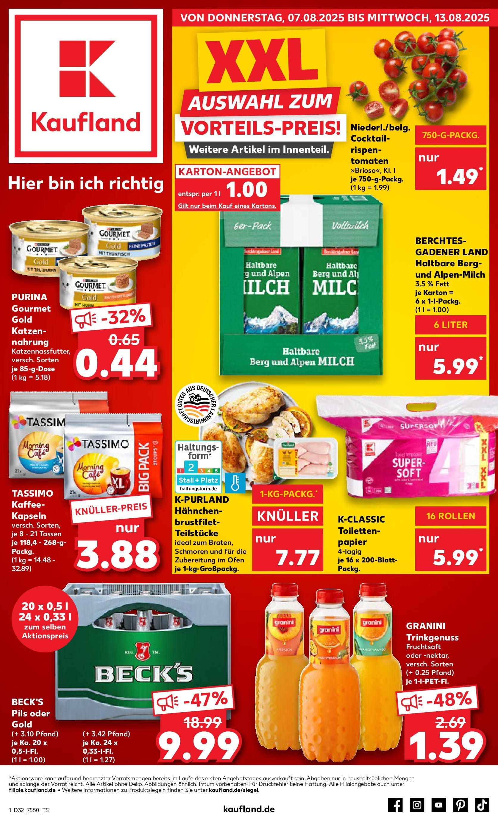 Prospekt Kaufland ab 07.08.2025 » Angebote Online zum Blättern | Seite: 1 | Produkte: Thunfisch, Pils, Granini, Tassimo